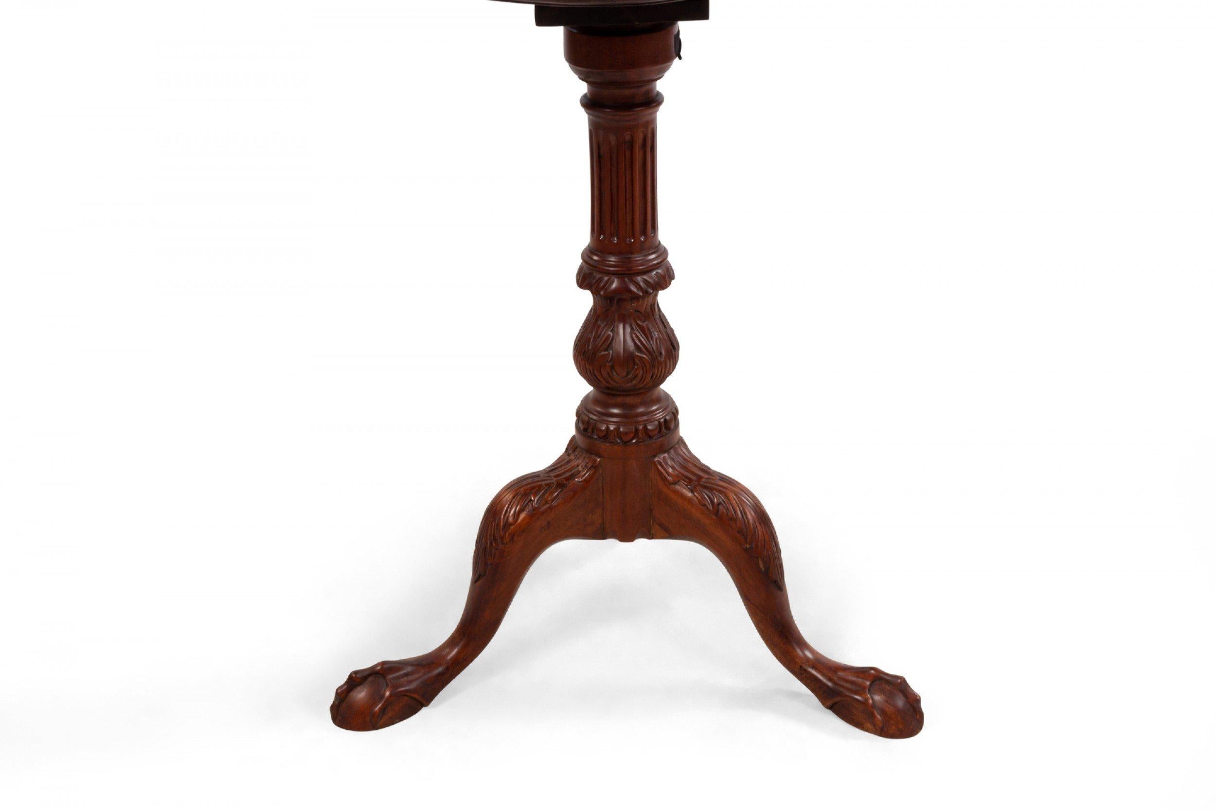 20th Century Mahogany Flip Top Side Tables with Gallery For Sale