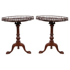 Vintage Mahogany Flip Top Side Tables with Gallery