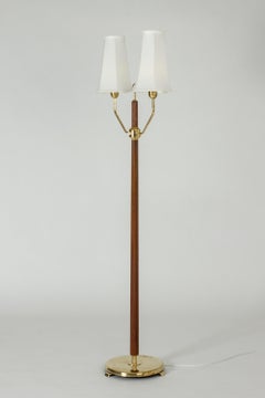 Mahogany Floor Lamp with Two Shades by Hans Bergström