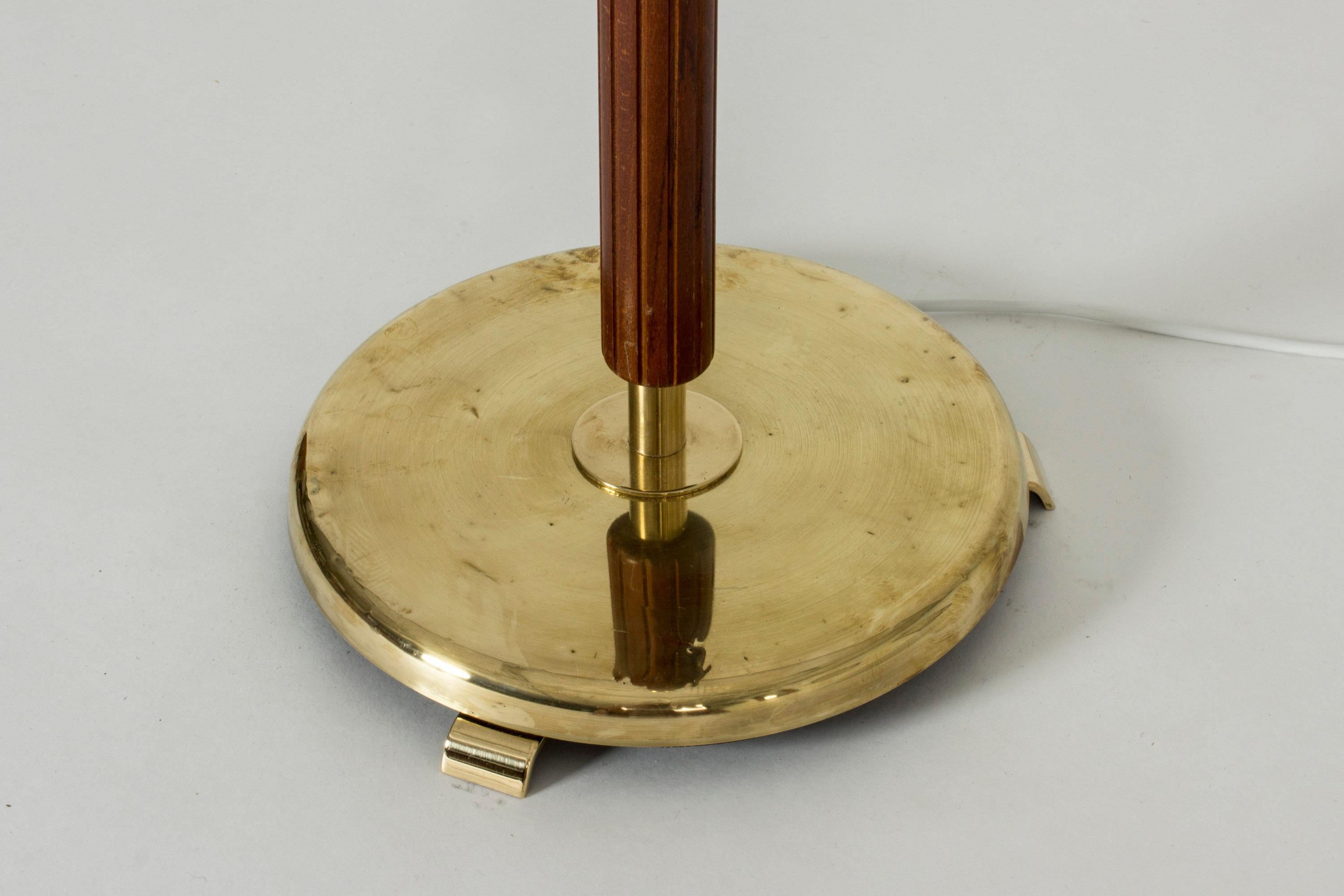 Brass Mahogany Floor Lamp with Two Shades by Hans Bergström