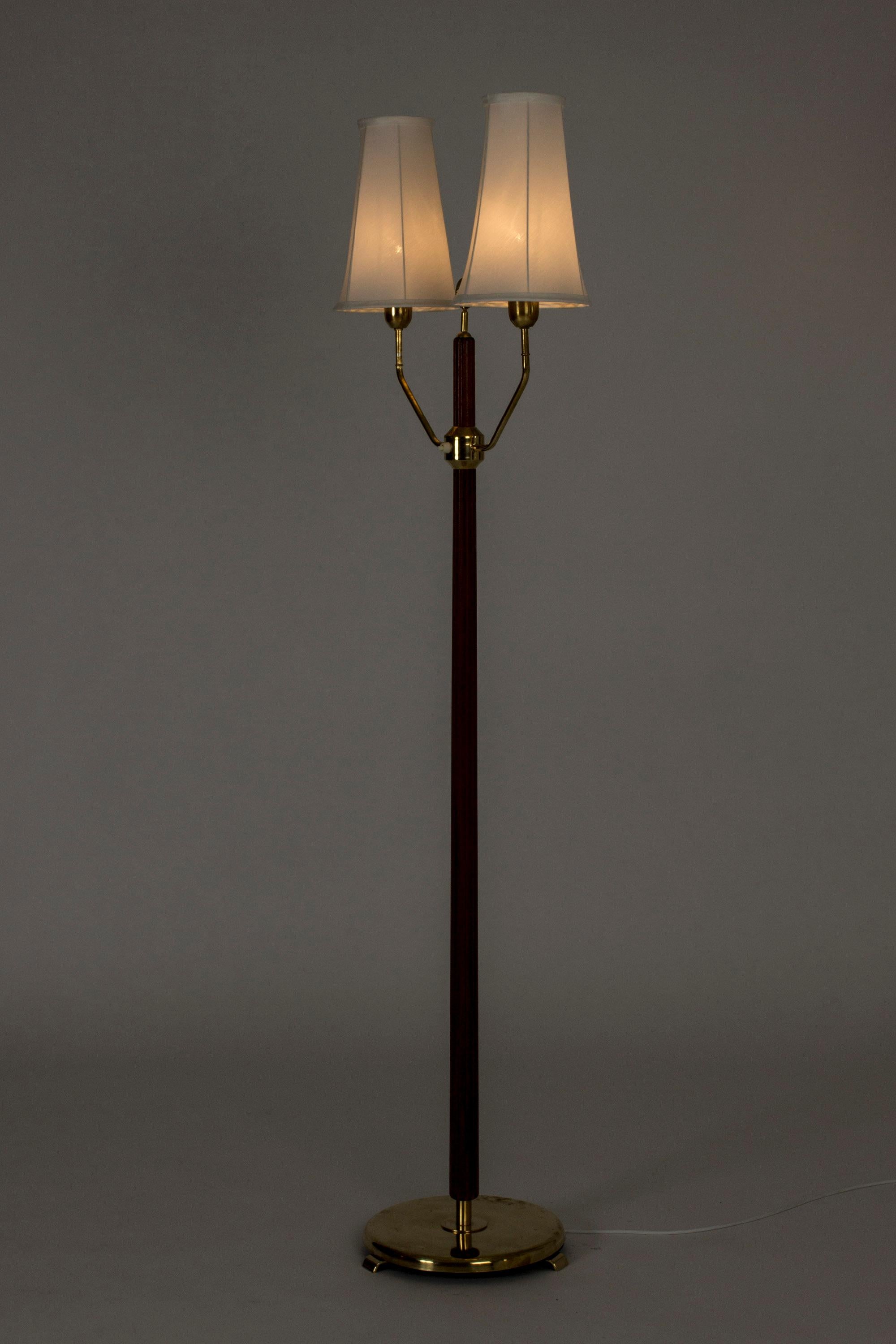 Mahogany Floor Lamp with Two Shades by Hans Bergström 1