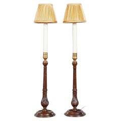 Mahogany Fluted Candlestick Lamps