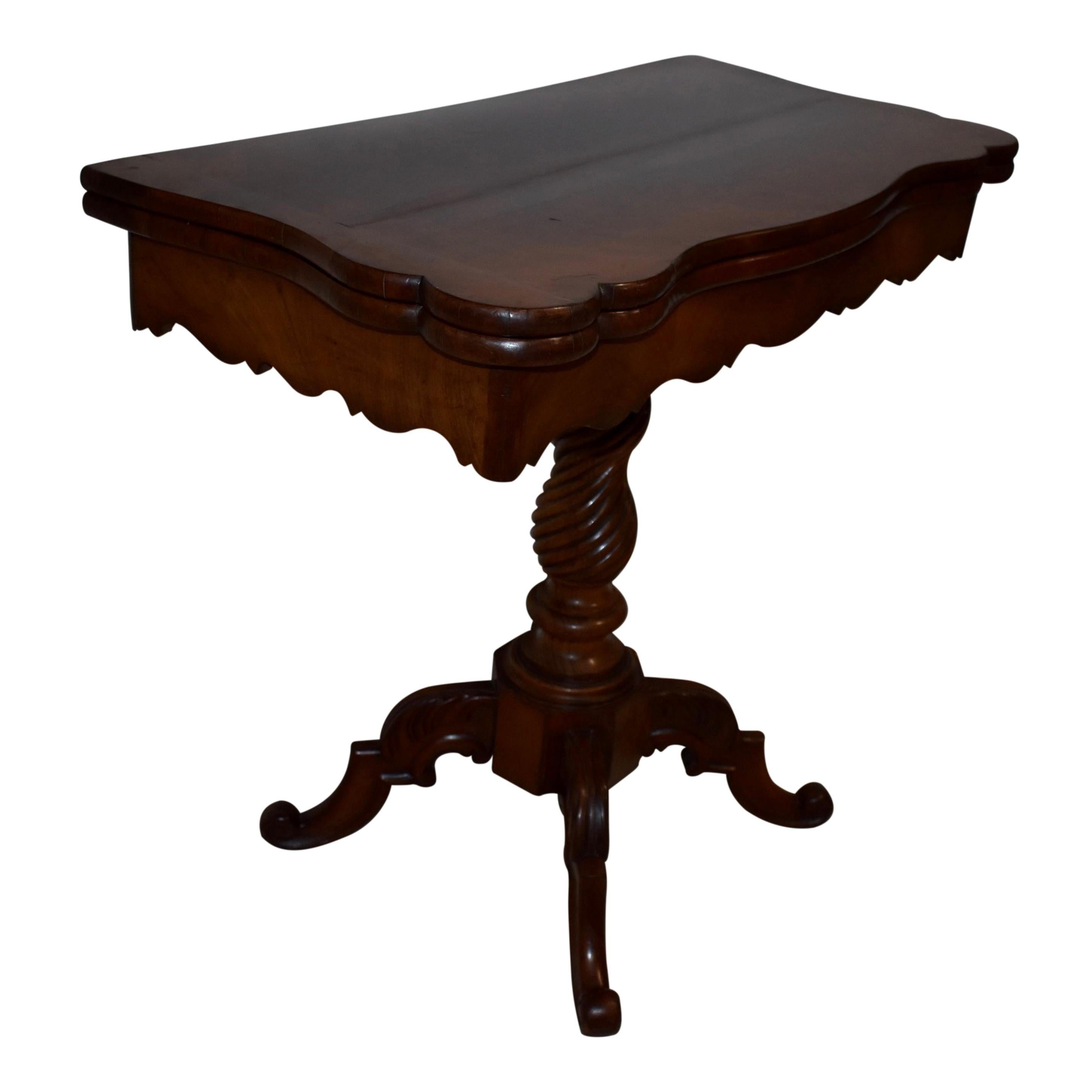 European Mahogany Fold-Over Game Table, circa 1895 For Sale