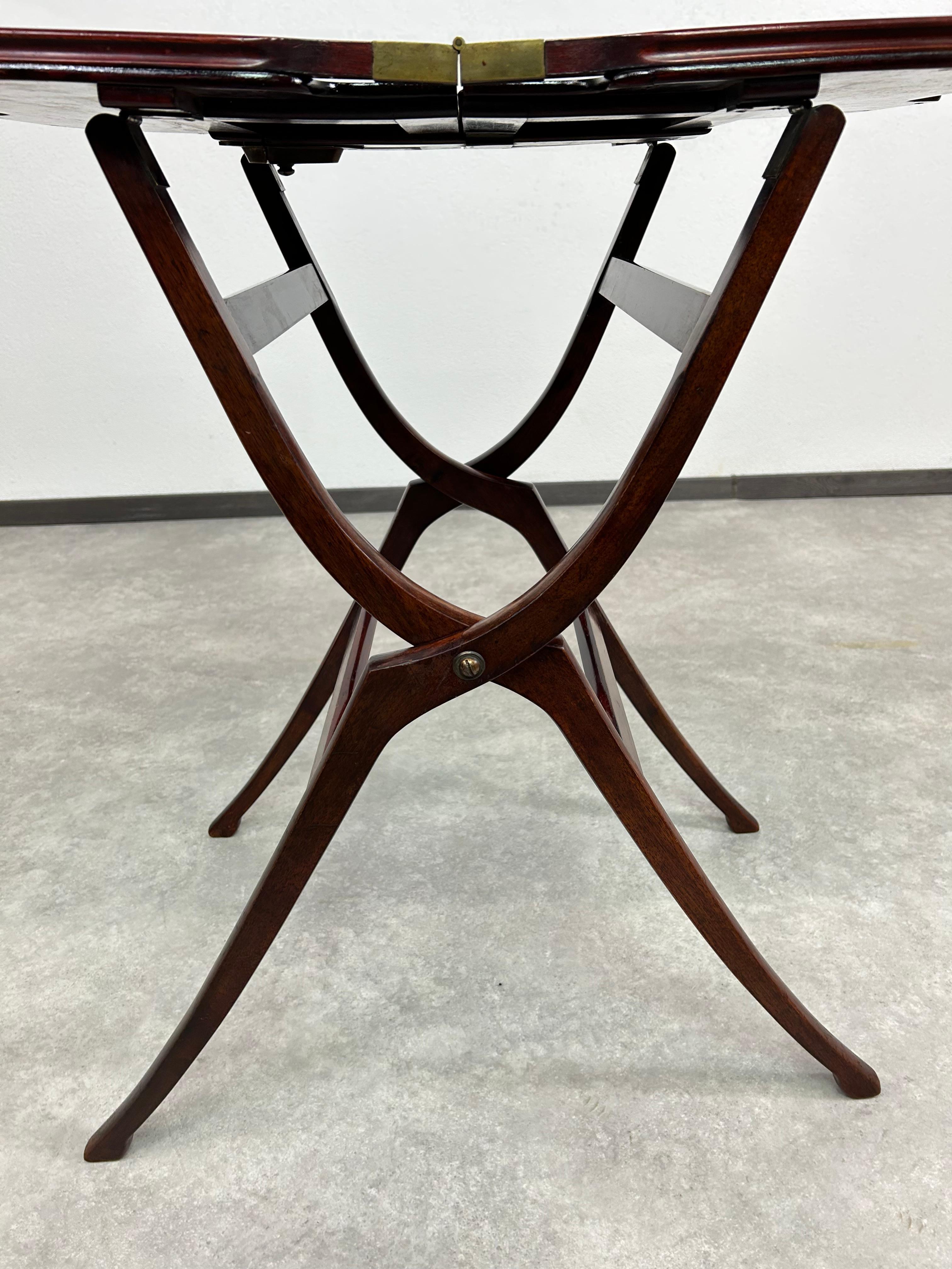 Laiton Mahogany folding table in style of vienna secession en vente
