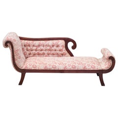 Vintage Mahogany Frame American Empire Style Fainting Couch Sofa Chaise Lounge