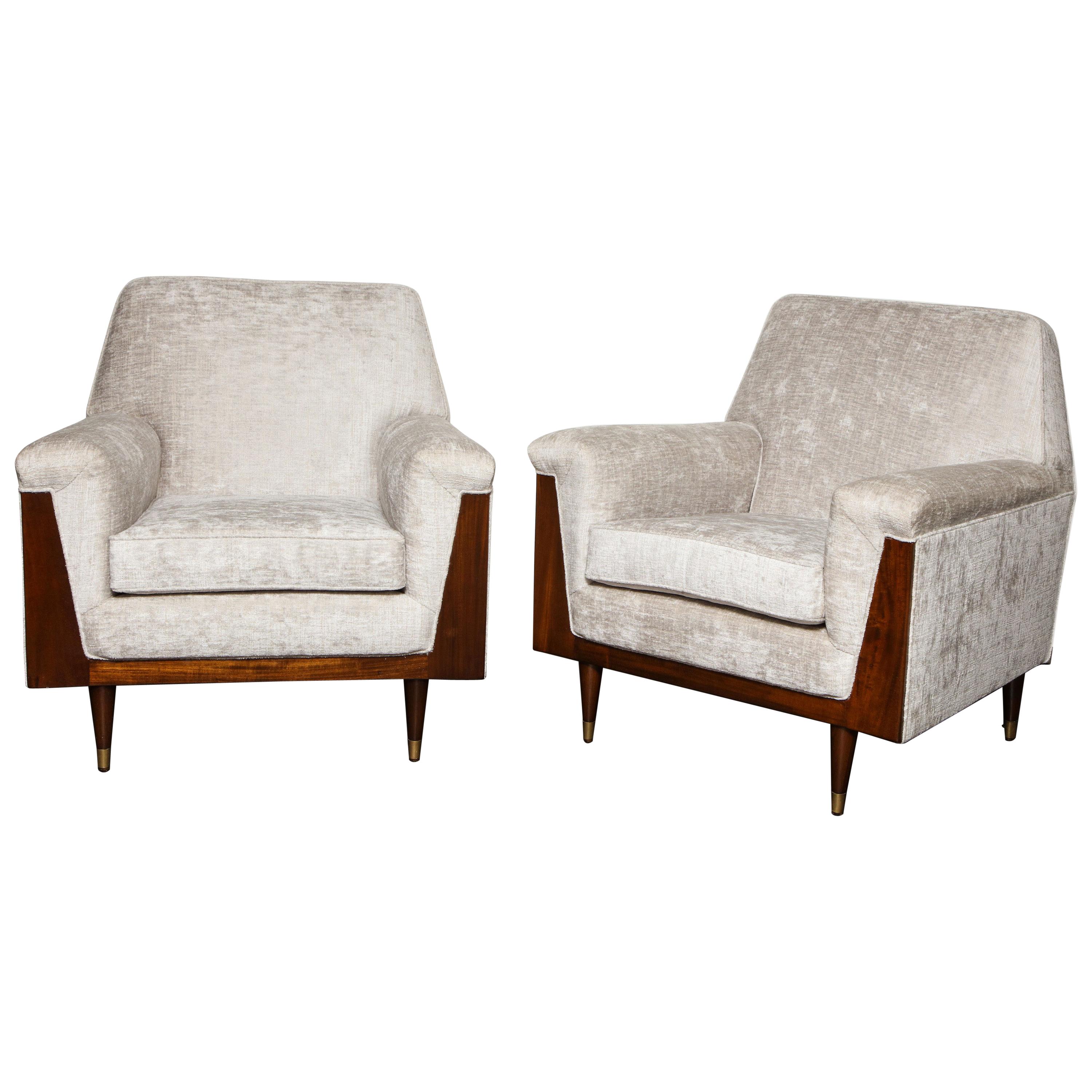 Pair of Mahogany Frame Club Chairs