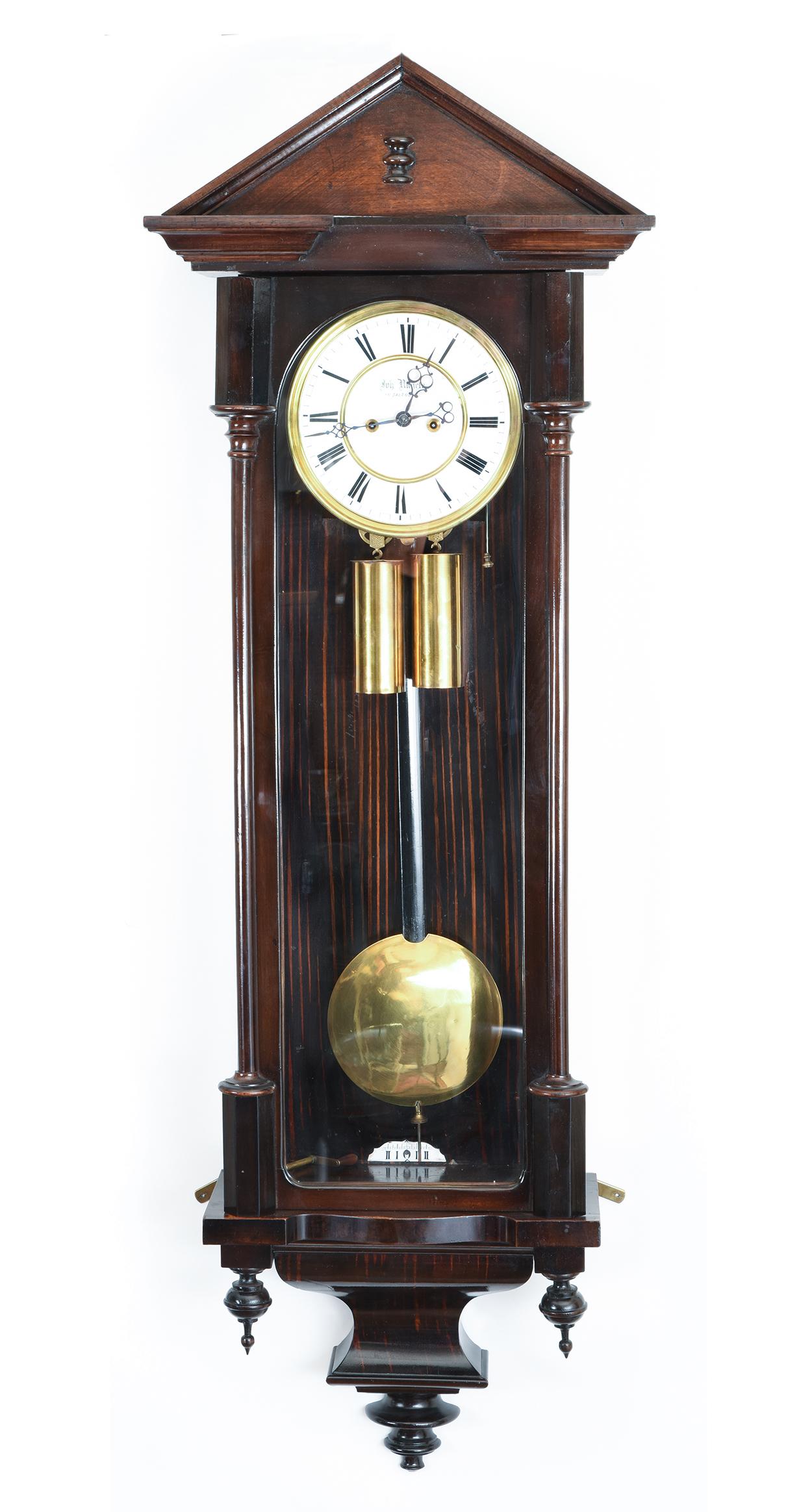 Wood Mahogany Frame Vienna Regulator Wall Clock