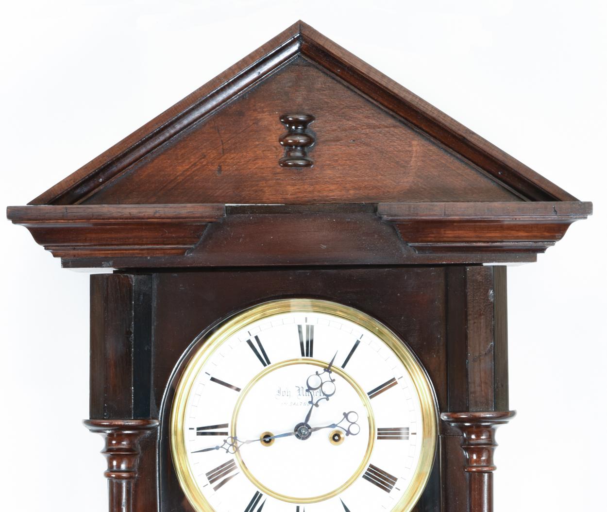 Late 19th Century Mahogany Frame Vienna Regulator Wall Clock