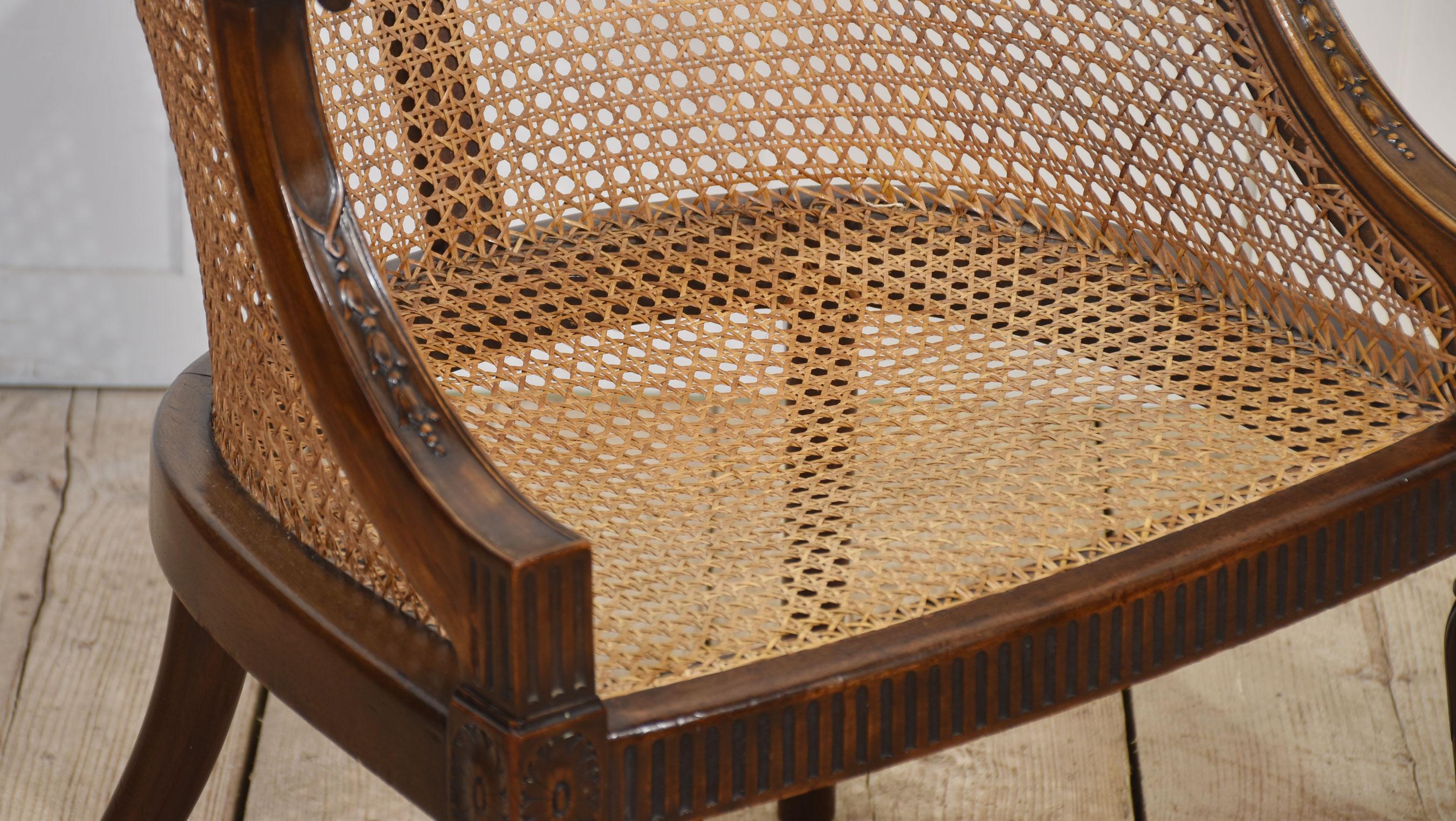 Sillón de bañera bergere con marco de caoba 4