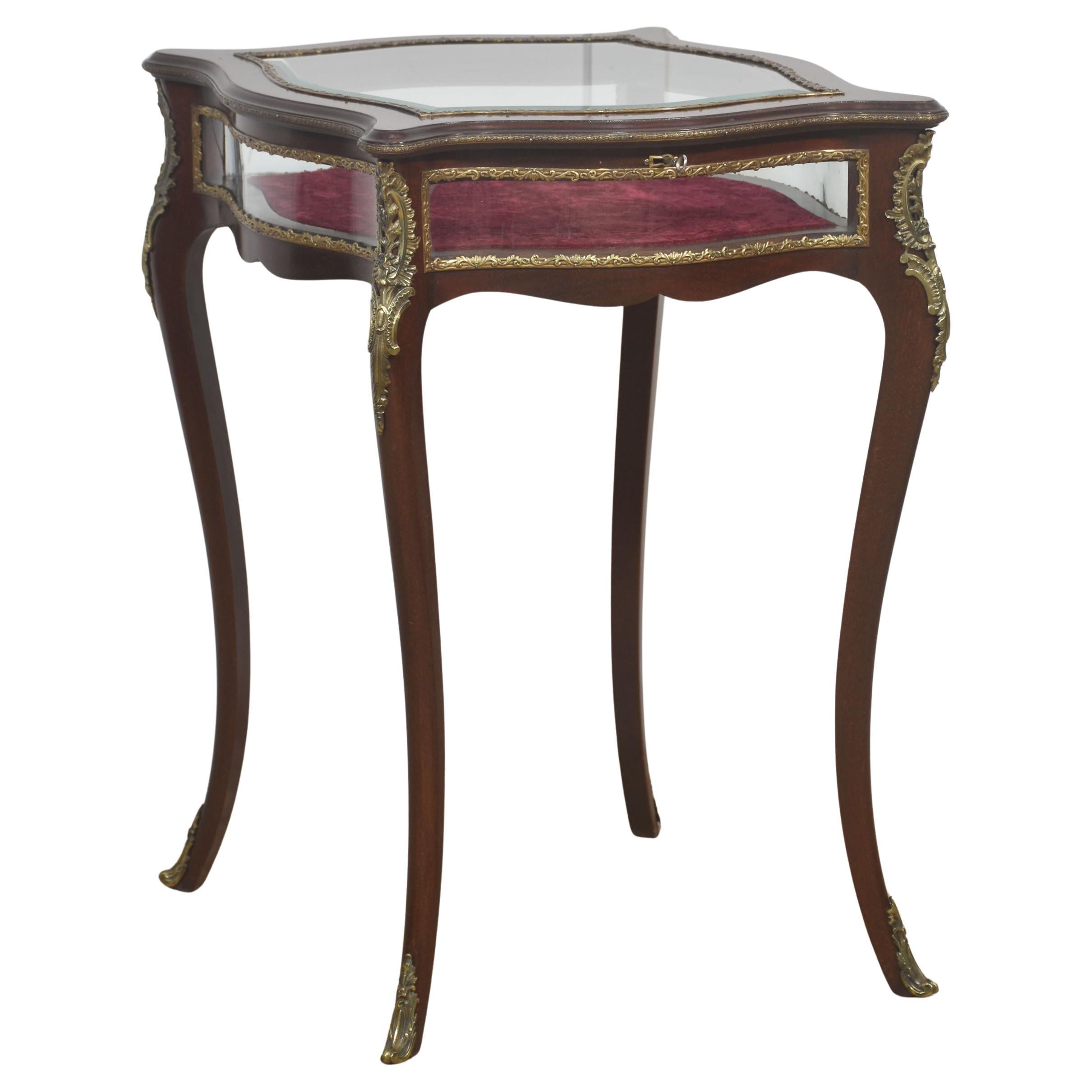 Tavolo Bijouterie con cornice in mogano in vendita