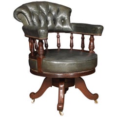 Antique Mahogany Framed Captains Office Chair