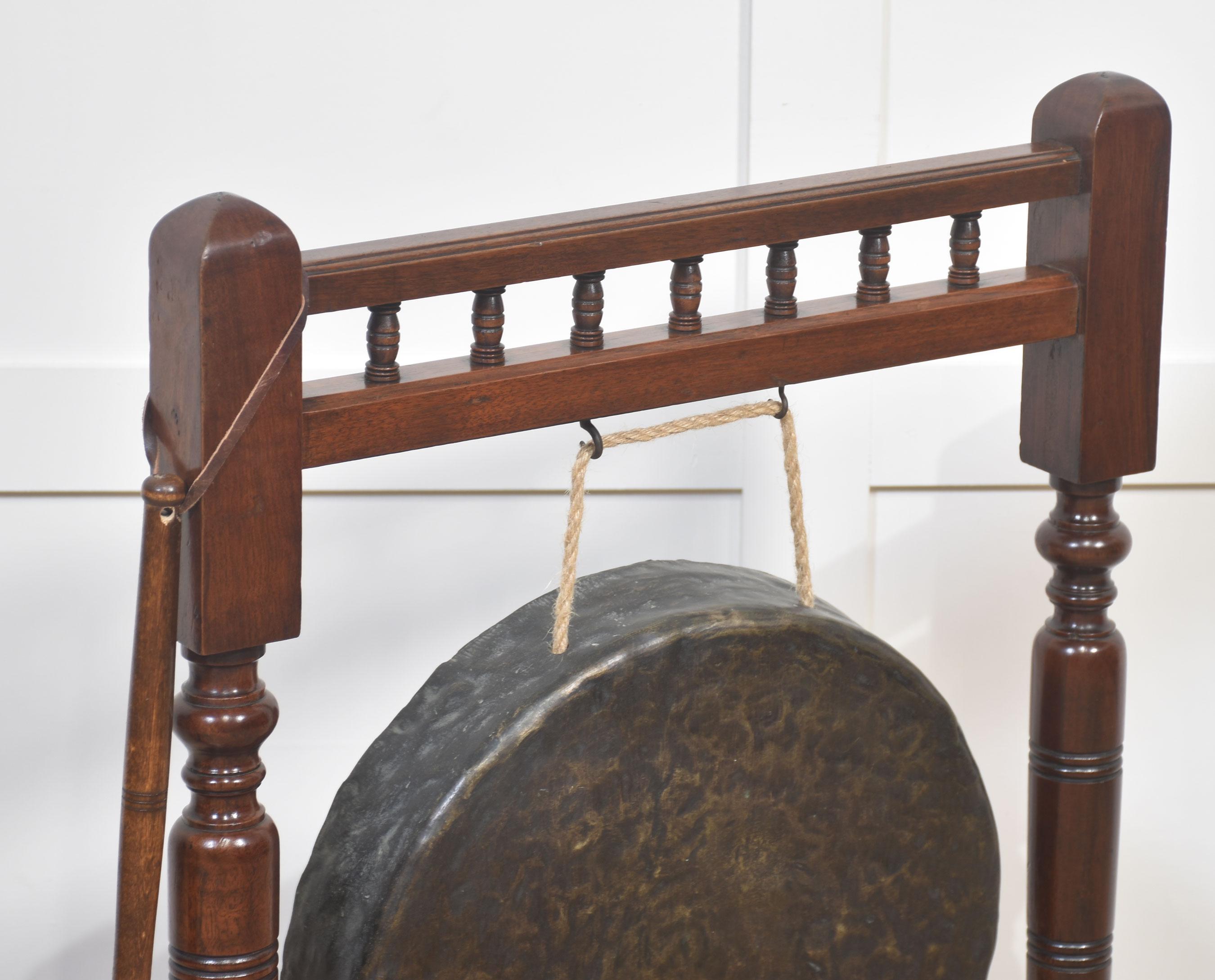 British Mahogany framed dinner gong For Sale