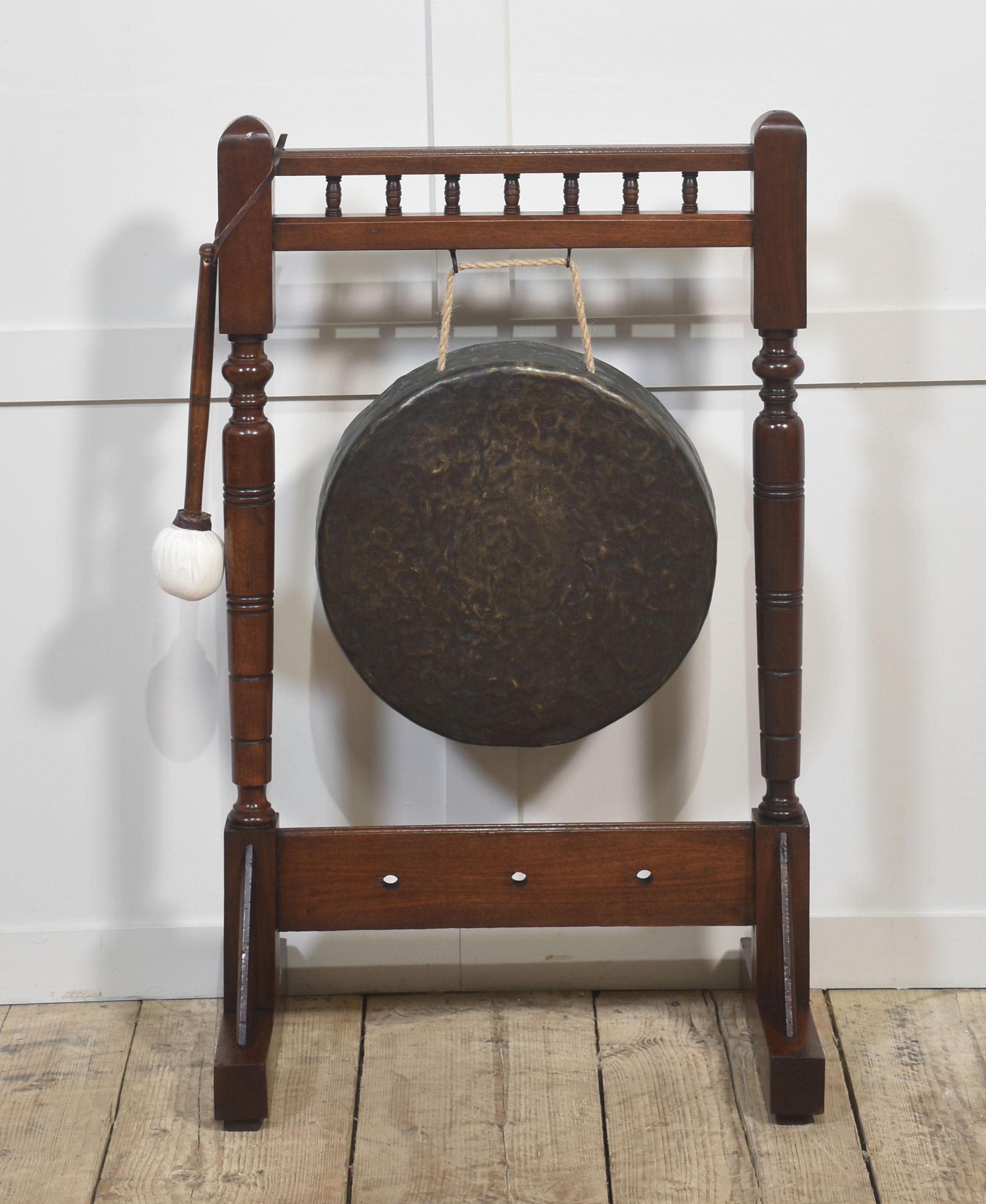 Wood Mahogany framed dinner gong For Sale