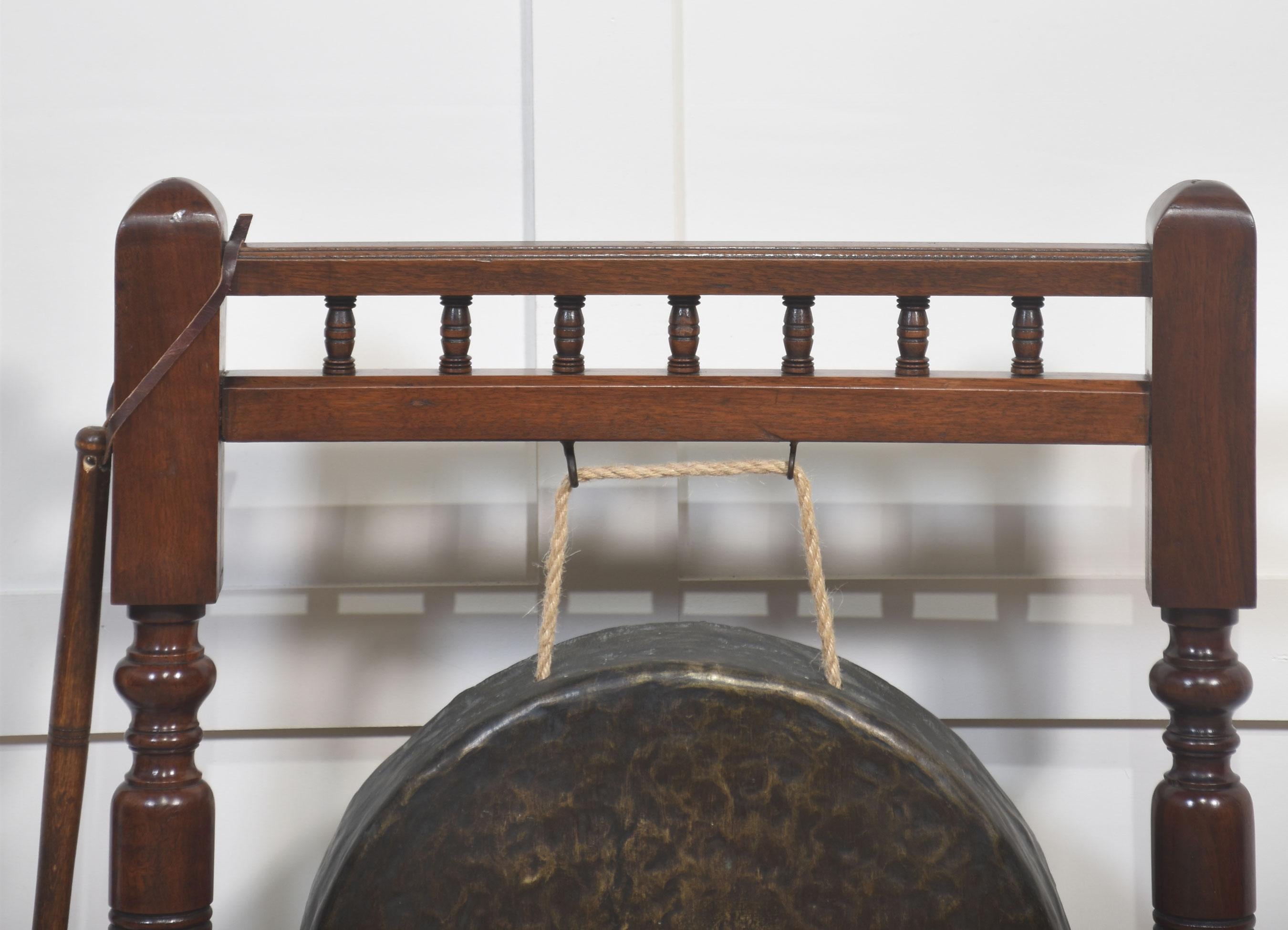 Mahogany framed dinner gong For Sale 1