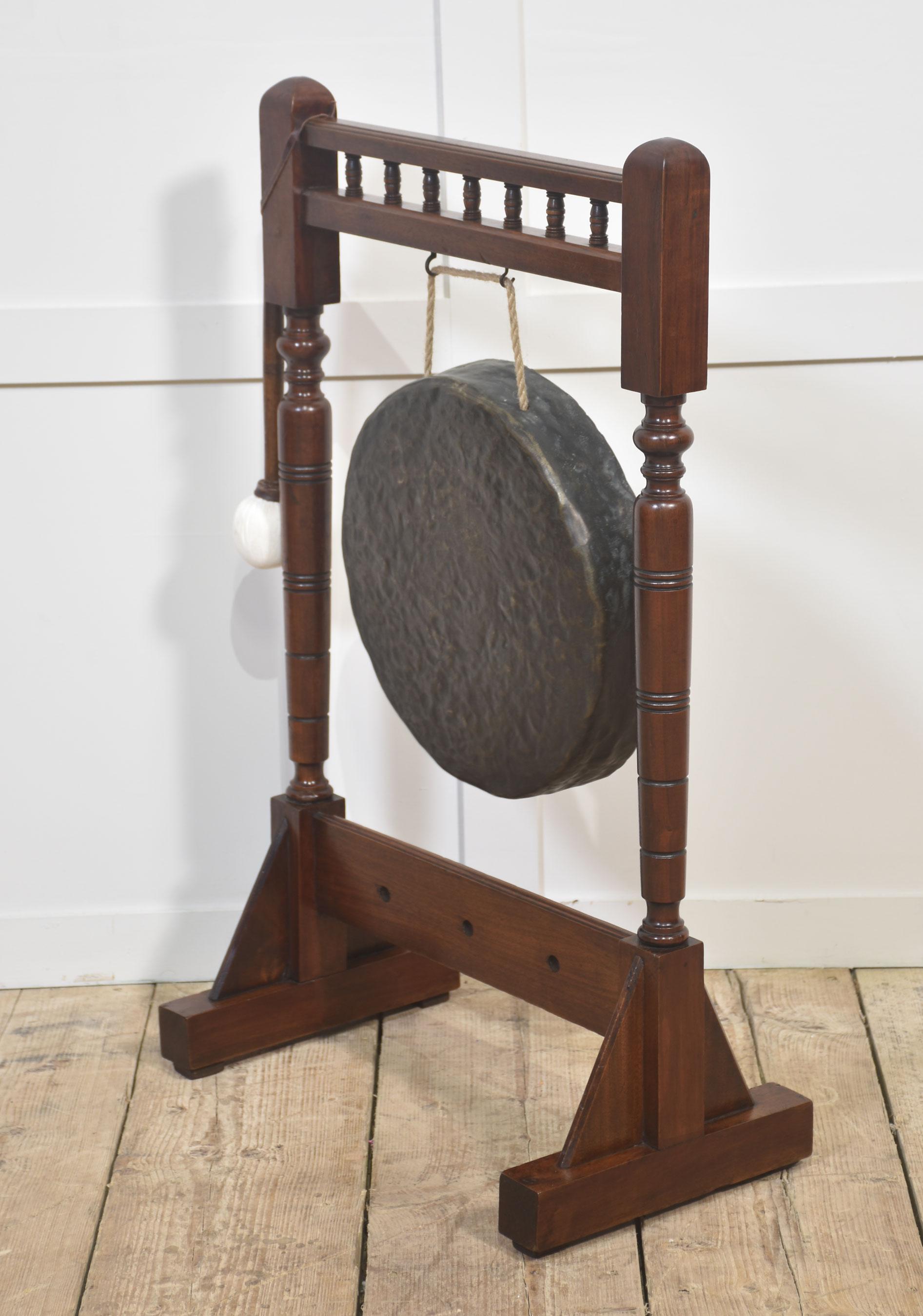 Mahogany framed dinner gong For Sale 2