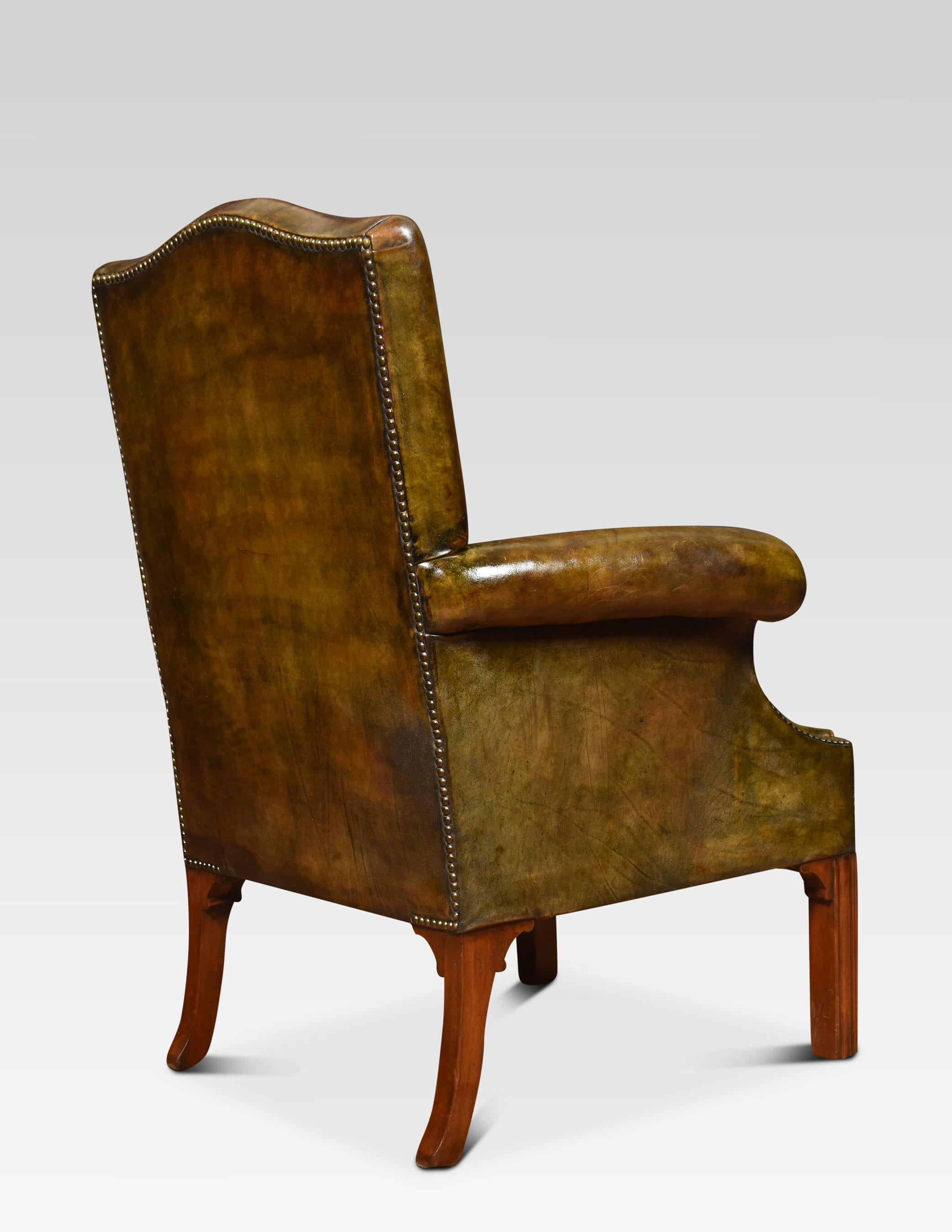 20th Century Mahogany Framed Leather Armchair For Sale