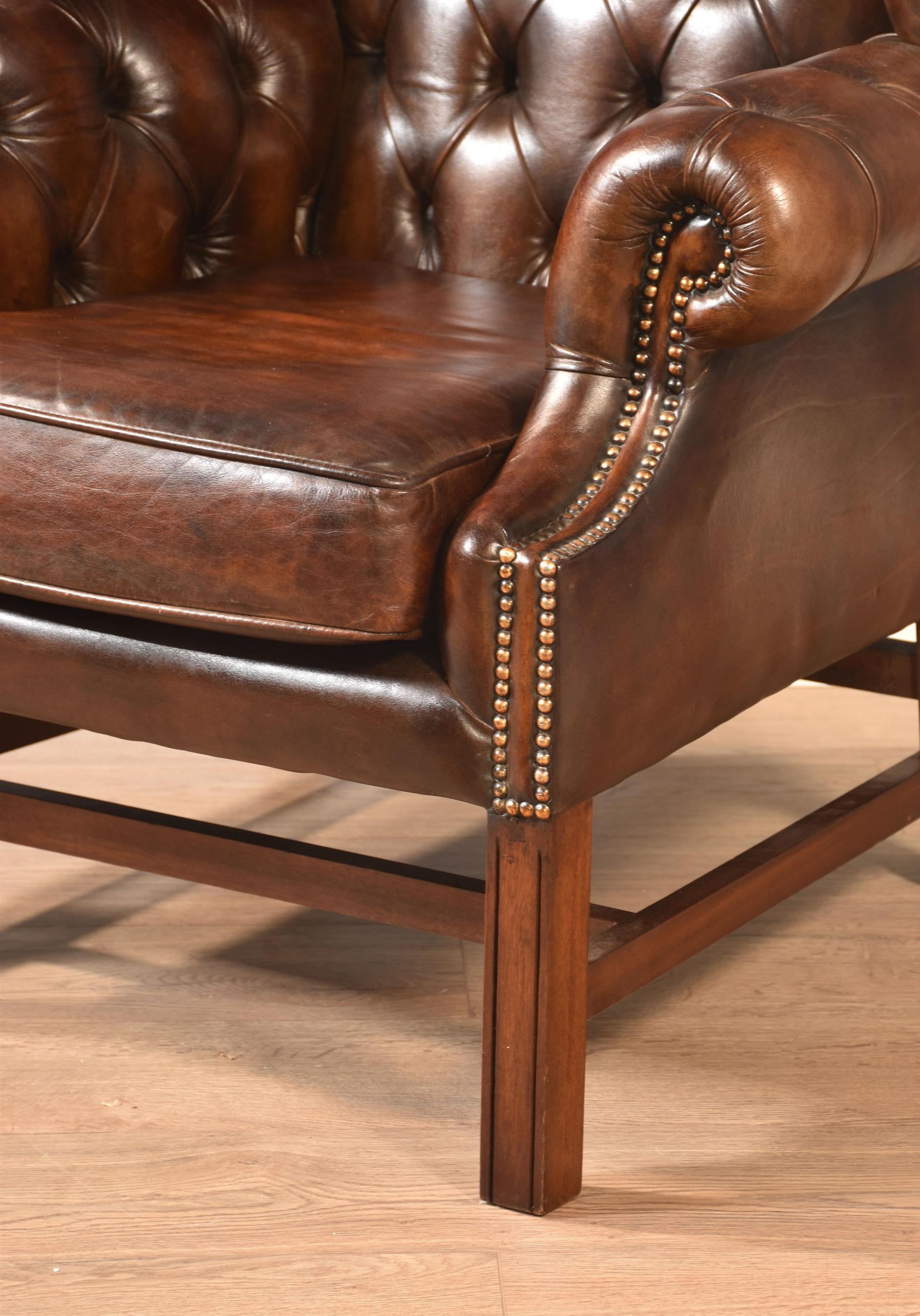Mahogany framed wing armchair 4