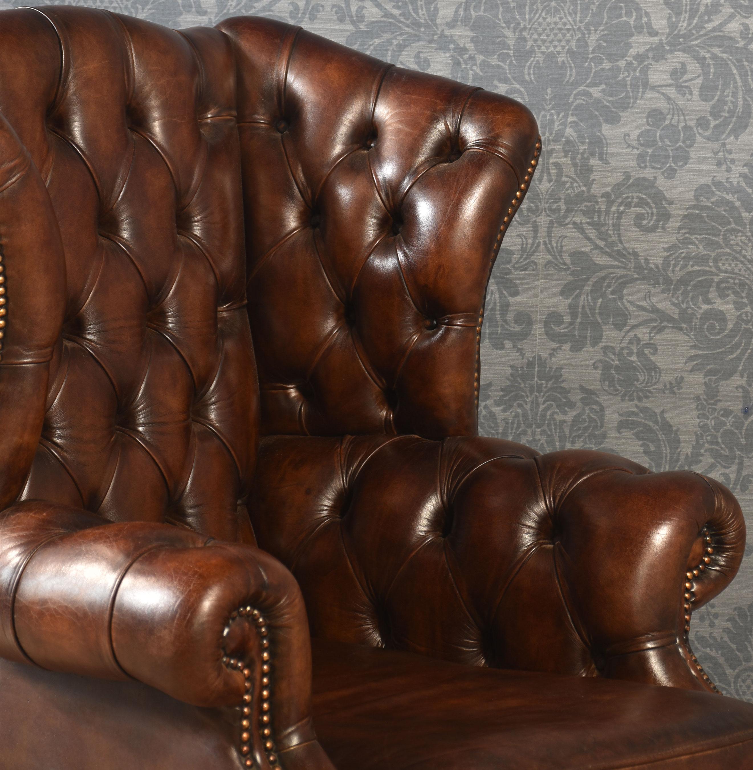 20th Century Mahogany framed wing armchair