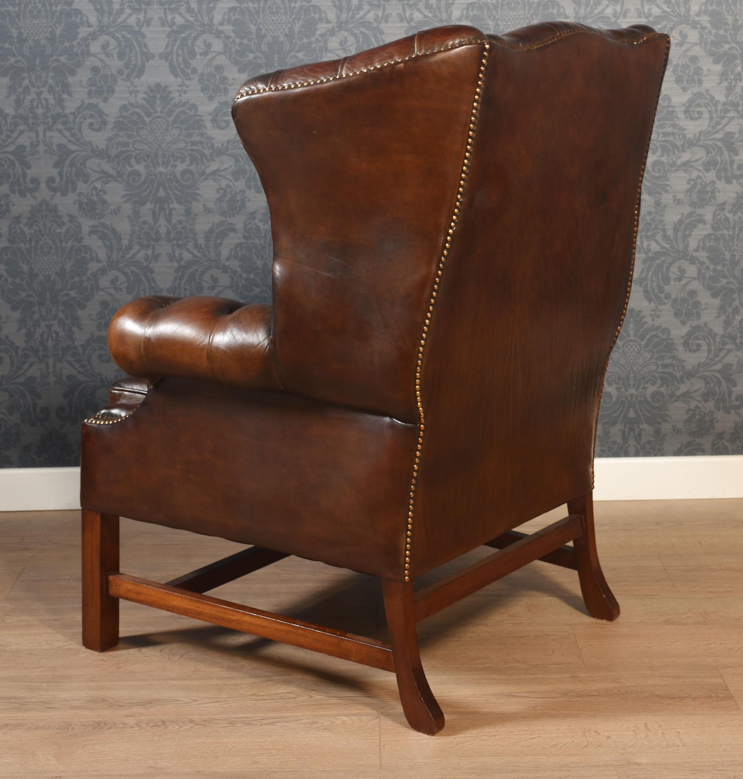 Mahogany framed wing armchair 2