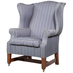 Mahogany Framed Wing Chair with Finely Shaped Serpentine Ears