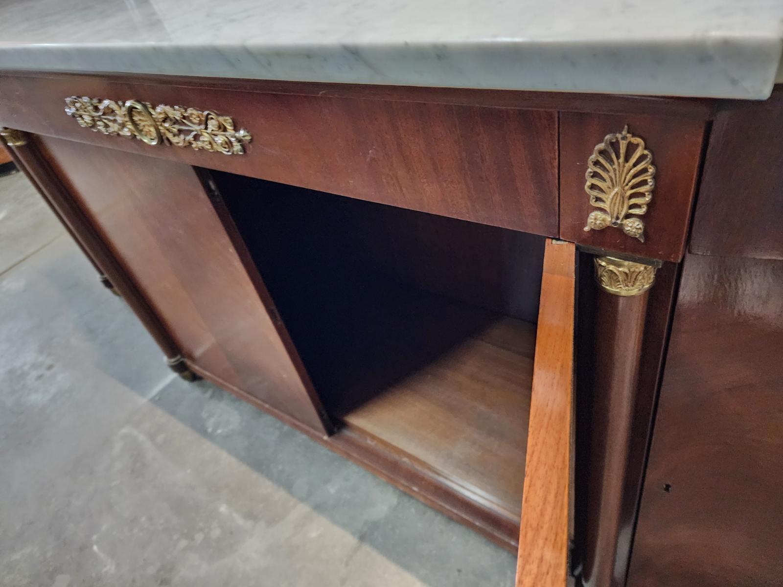 Bronze Mahogany French Empire Style Sideboard For Sale
