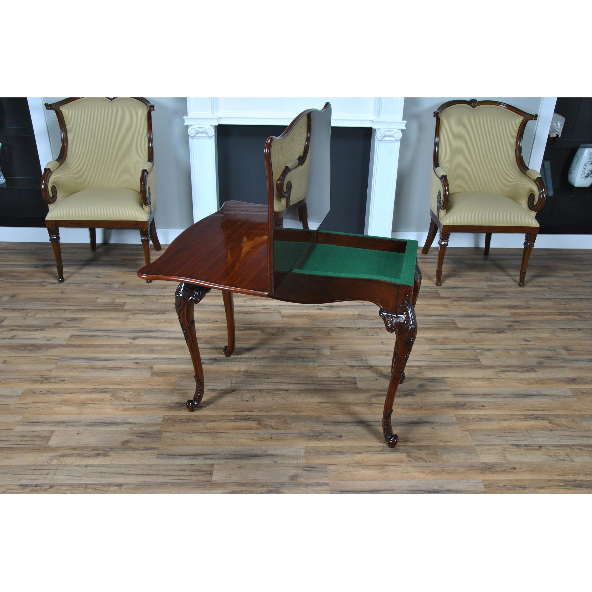 Hand-Carved Mahogany French Game Table  For Sale