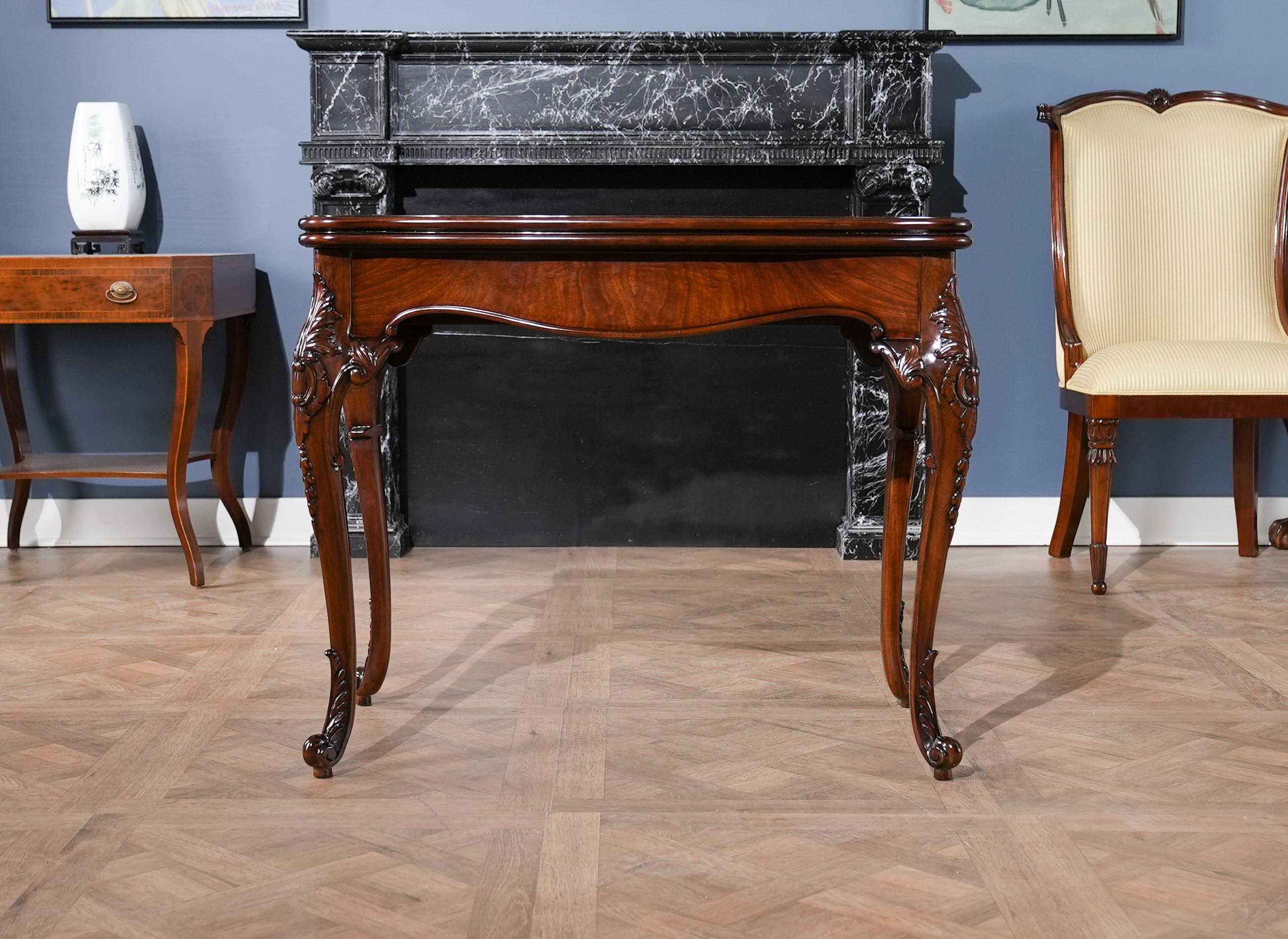 Hand-Carved Mahogany French Game Table For Sale