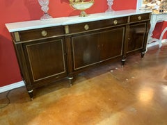 Mahogany French Louis XVI-Style buffet with white marble top