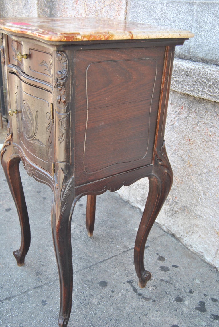 Mahogany French MarbleTop Nightstand or Side Table at 1stDibs black