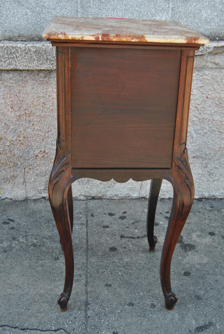 Mahogany French MarbleTop Nightstand or Side Table at 1stDibs black
