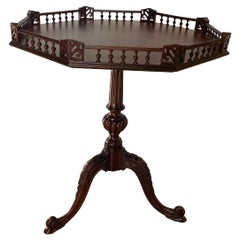 Mahogany Gallery Edge Chippendale Style Tea Side Table