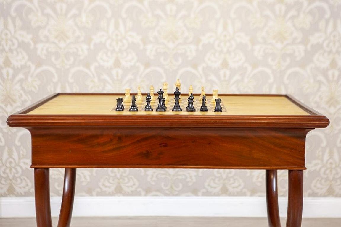 Veneer Mahogany Chess and Backgammon Table From the Turn of the 19th and 20th Centuries