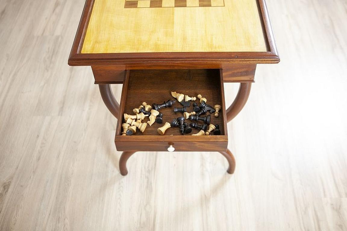 19th Century Mahogany Chess and Backgammon Table From the Turn of the 19th and 20th Centuries