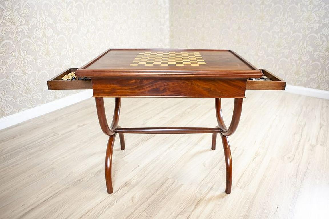 Birch Mahogany Chess and Backgammon Table From the Turn of the 19th and 20th Centuries