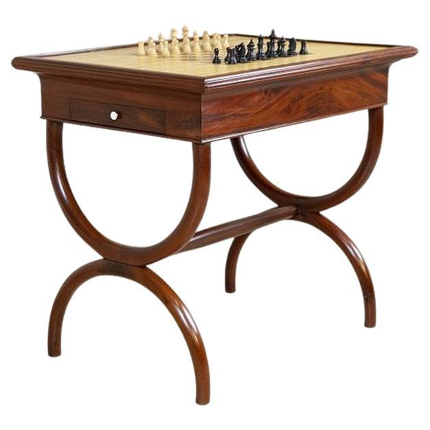 Mahogany Chess and Backgammon Table From the Turn of the 19th and 20th Centuries