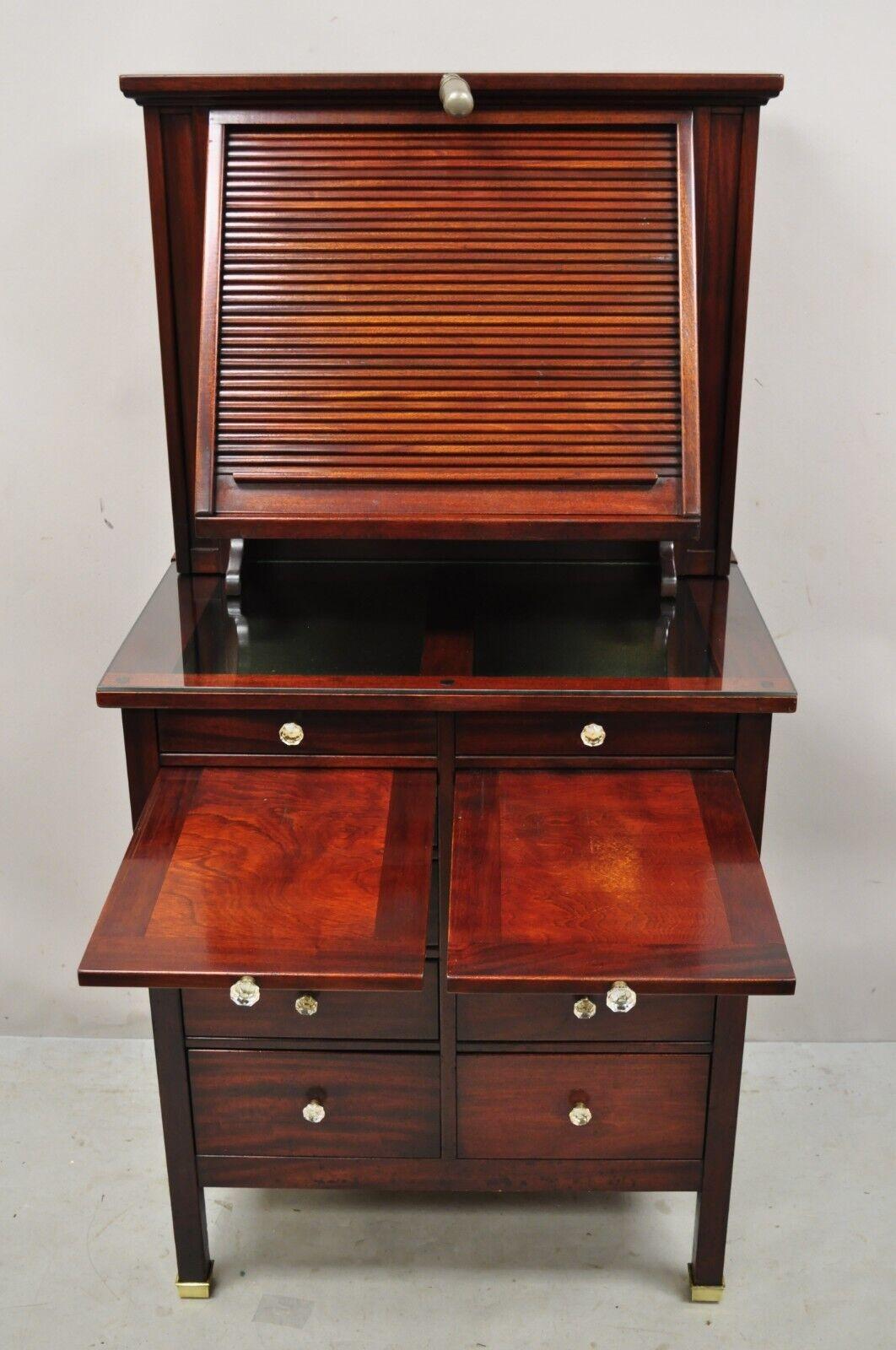 Art Deco Mahogany Genothalmic Cabinet by General Optical Co Roll Top Medical Work Desk For Sale