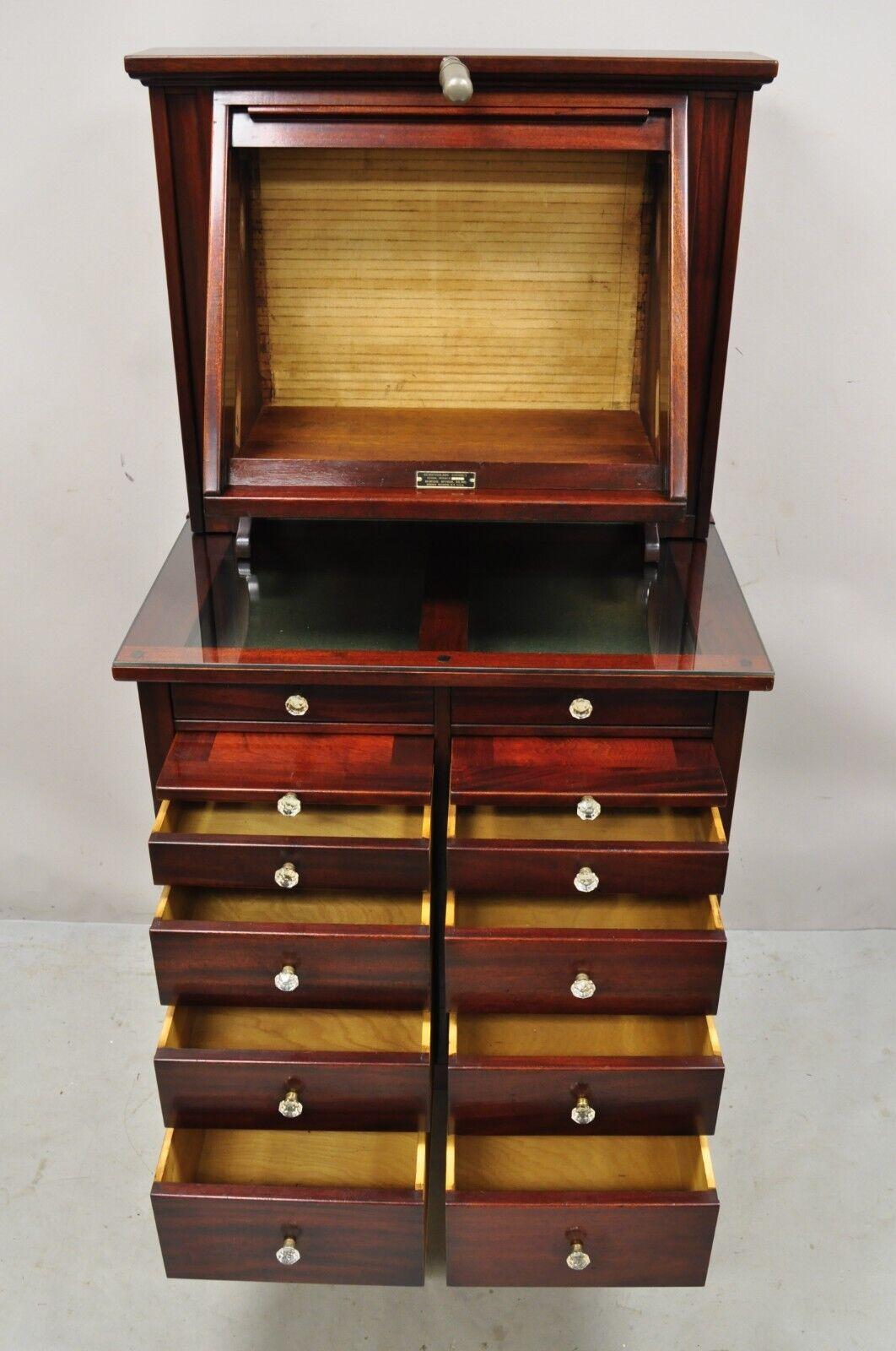 Mahogany Genothalmic Cabinet by General Optical Co Roll Top Medical Work Desk In Good Condition For Sale In Philadelphia, PA