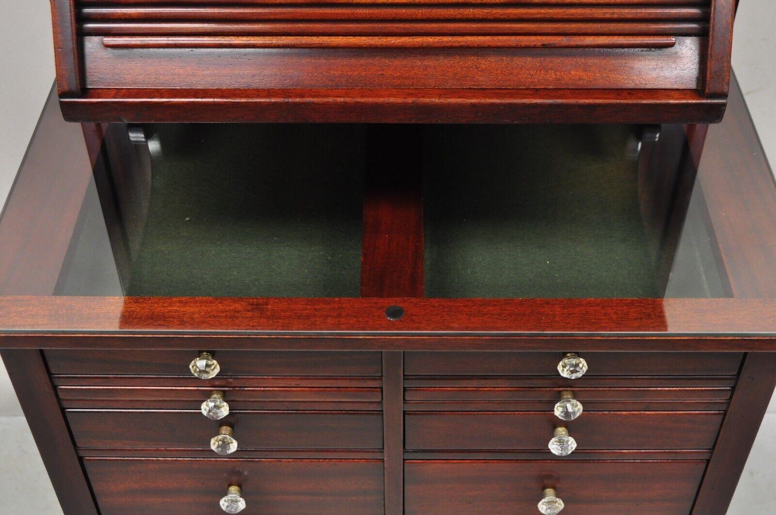 20th Century Mahogany Genothalmic Cabinet by General Optical Co Roll Top Medical Work Desk For Sale