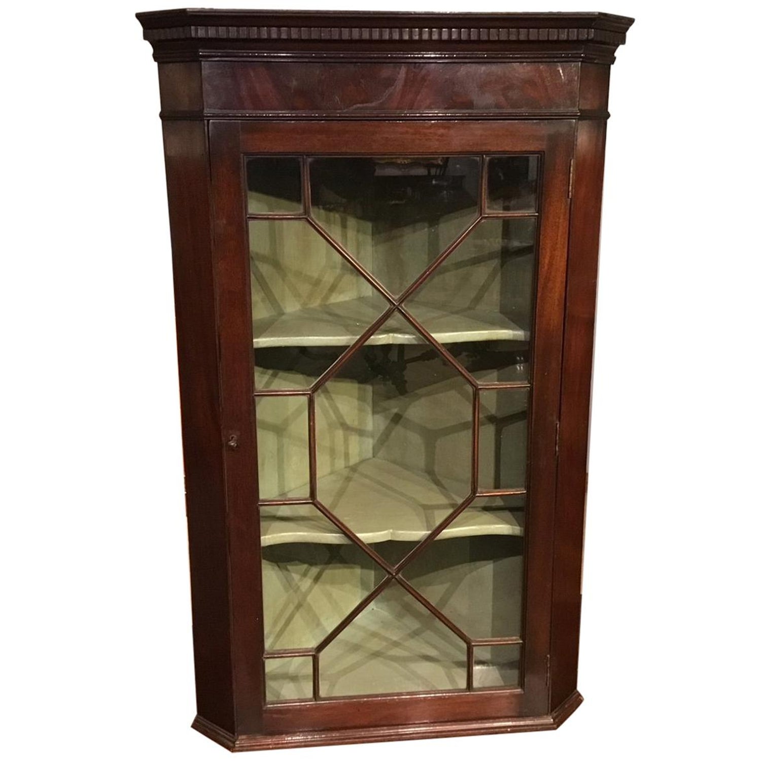 Mahogany George Iii Period Astragal Glazed Hanging Corner Cabinet
