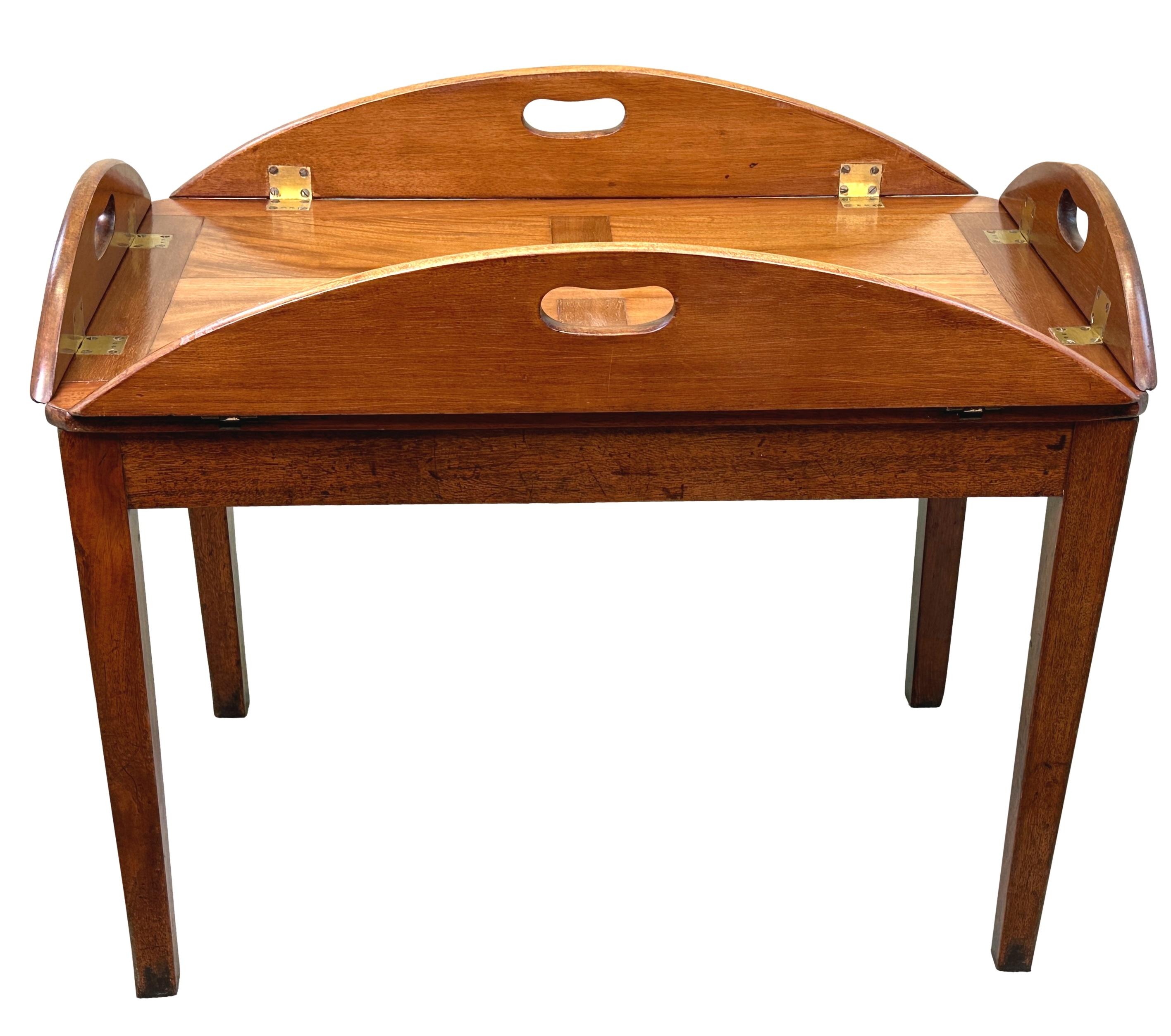 English Mahogany Georgian Oval Butlers Tray On Stand For Sale