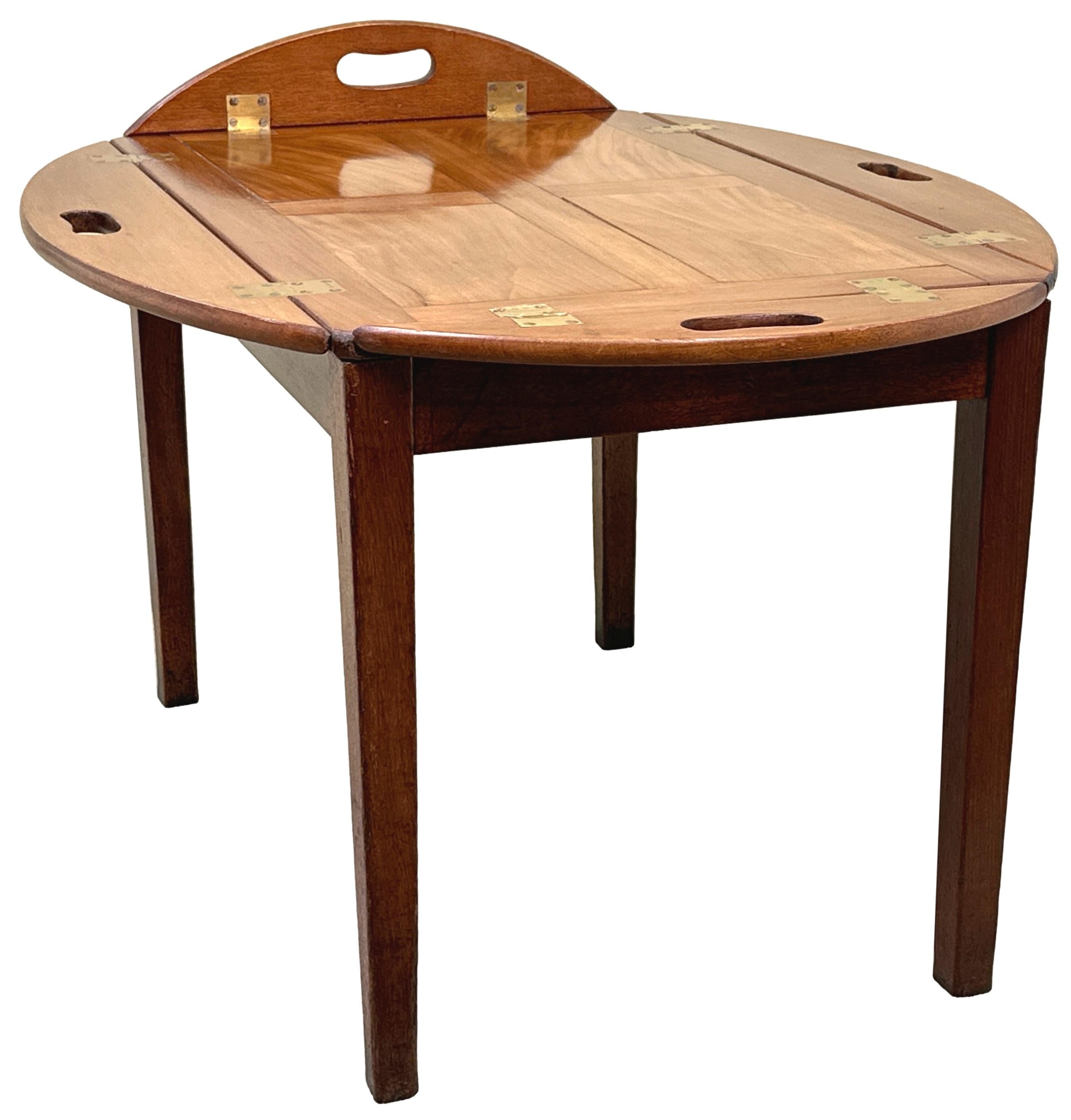 18th Century Mahogany Georgian Oval Butlers Tray On Stand For Sale