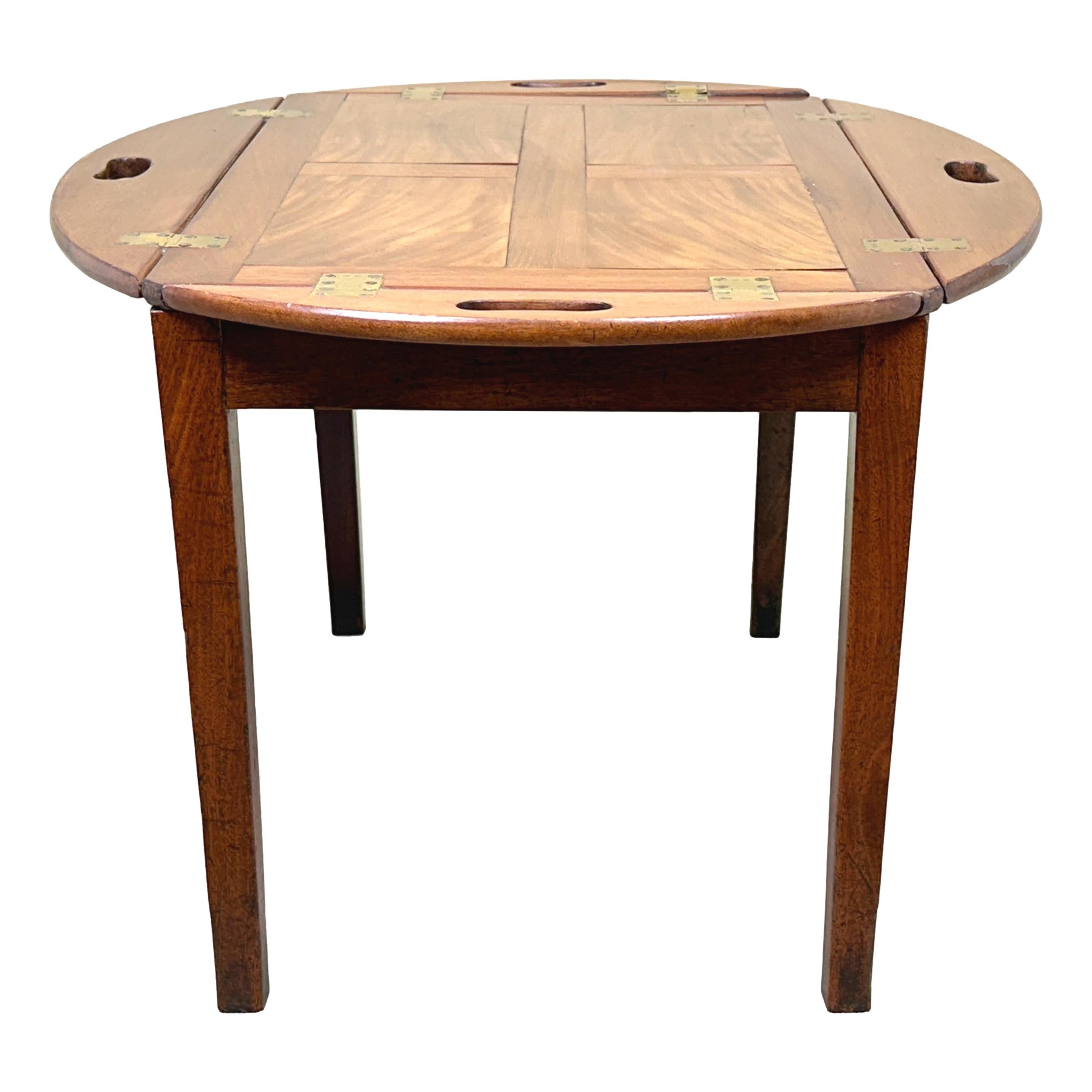 Mahogany Georgian Oval Butlers Tray On Stand For Sale 2