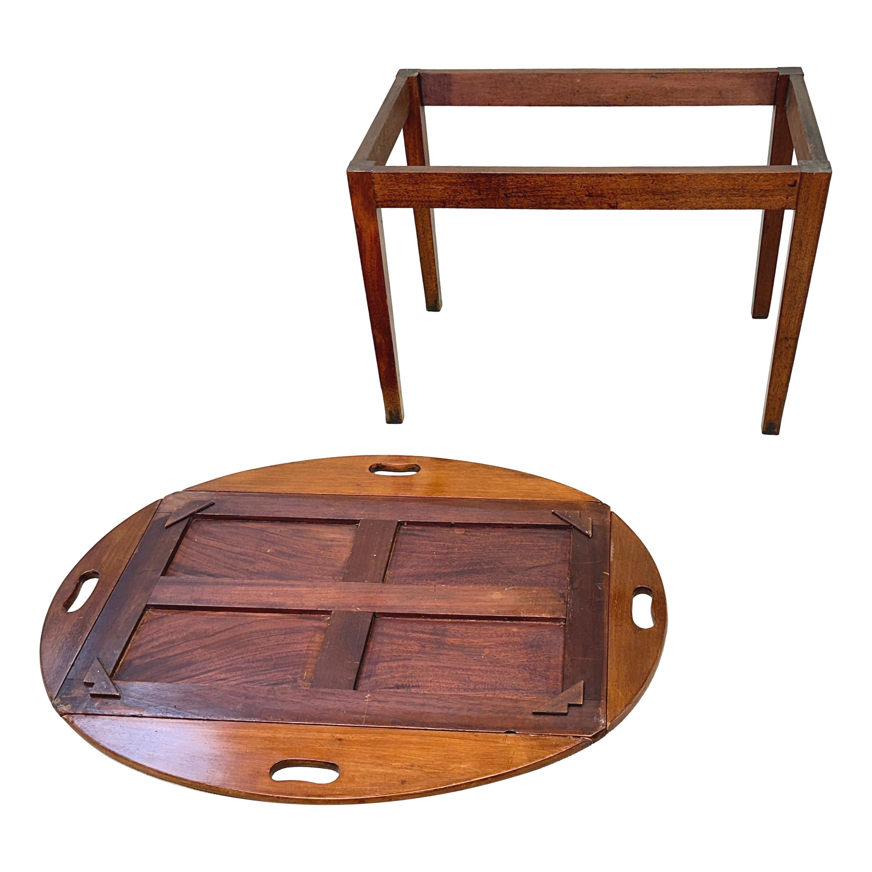 Mahogany Georgian Oval Butlers Tray On Stand For Sale 3
