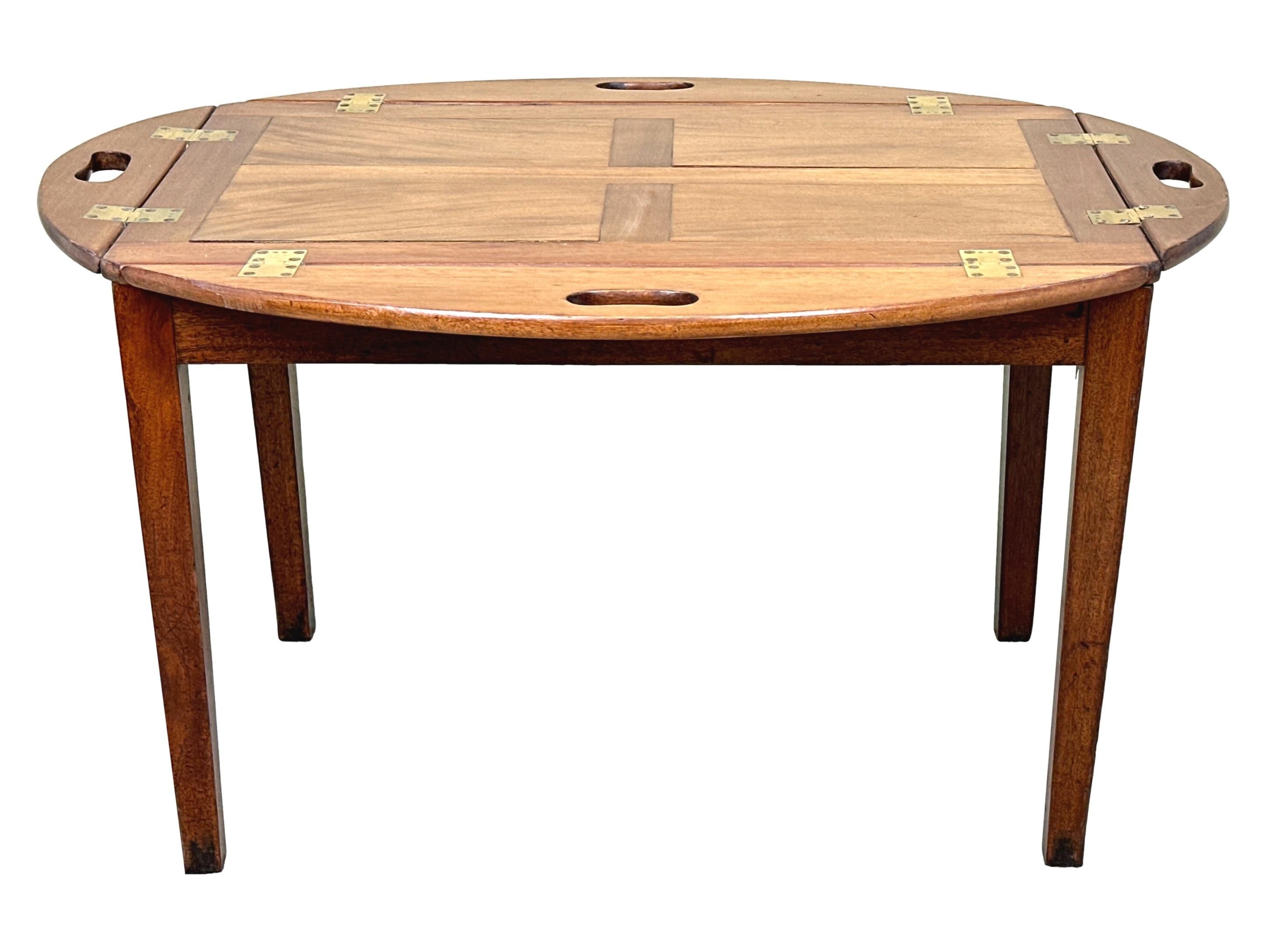 Mahogany Georgian Oval Butlers Tray On Stand For Sale 4