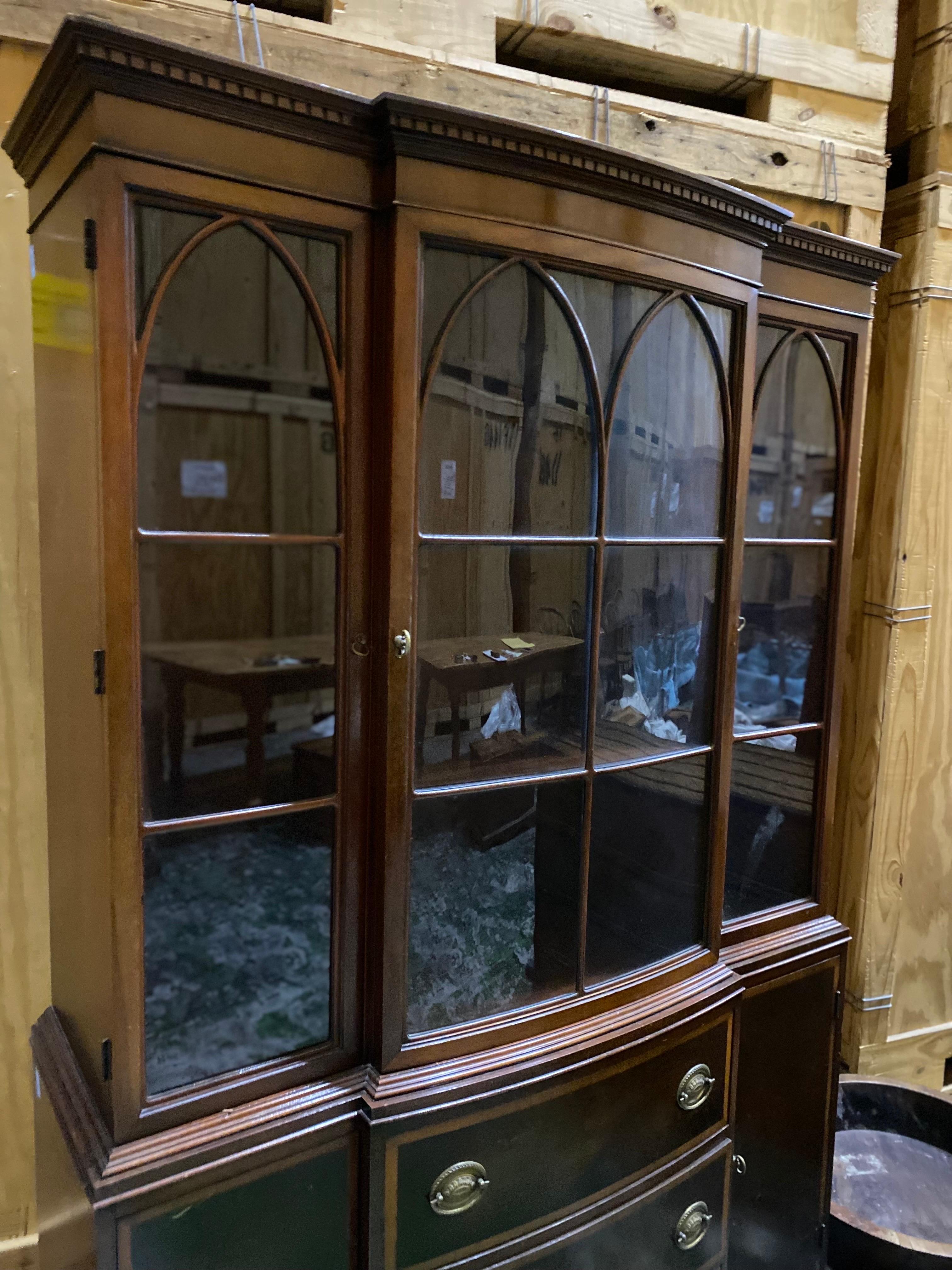 Mahogany Georgian Style Bowfront Bookcase by Fancher Furniture Co 6