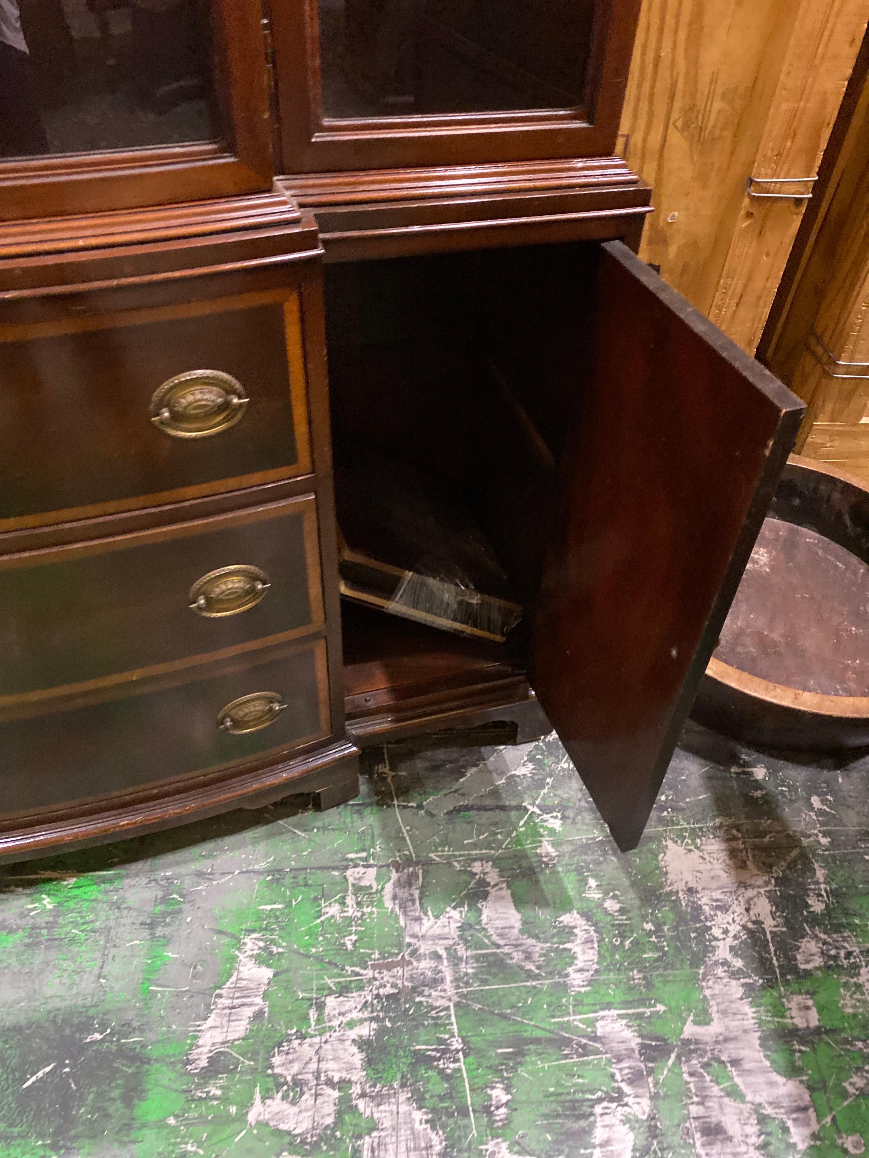 Mahogany Georgian Style Bowfront Bookcase by Fancher Furniture Co 7