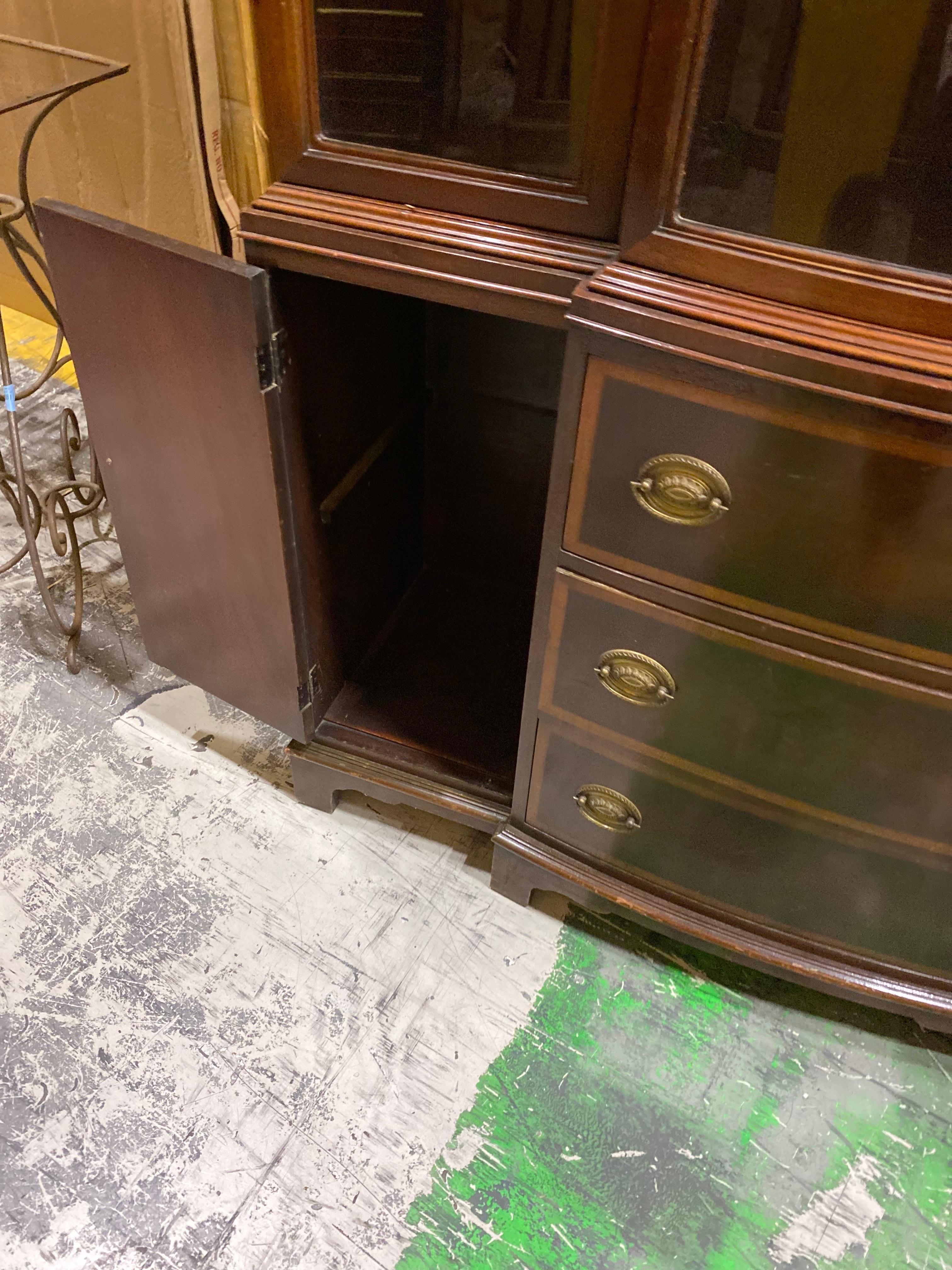 Mahogany Georgian Style Bowfront Bookcase by Fancher Furniture Co 8