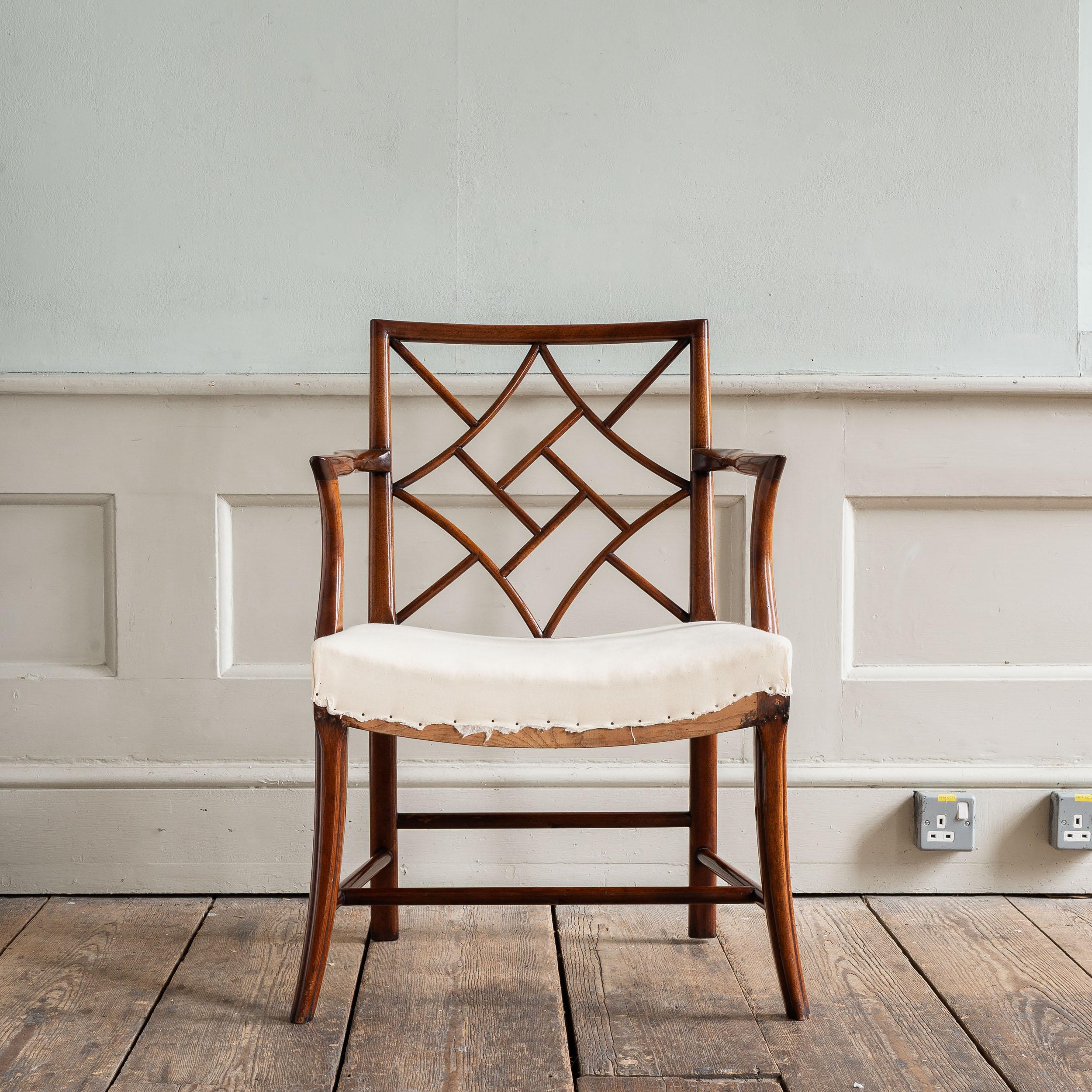 Mahogany Georgian Style Cockpen Armchair For Sale 6