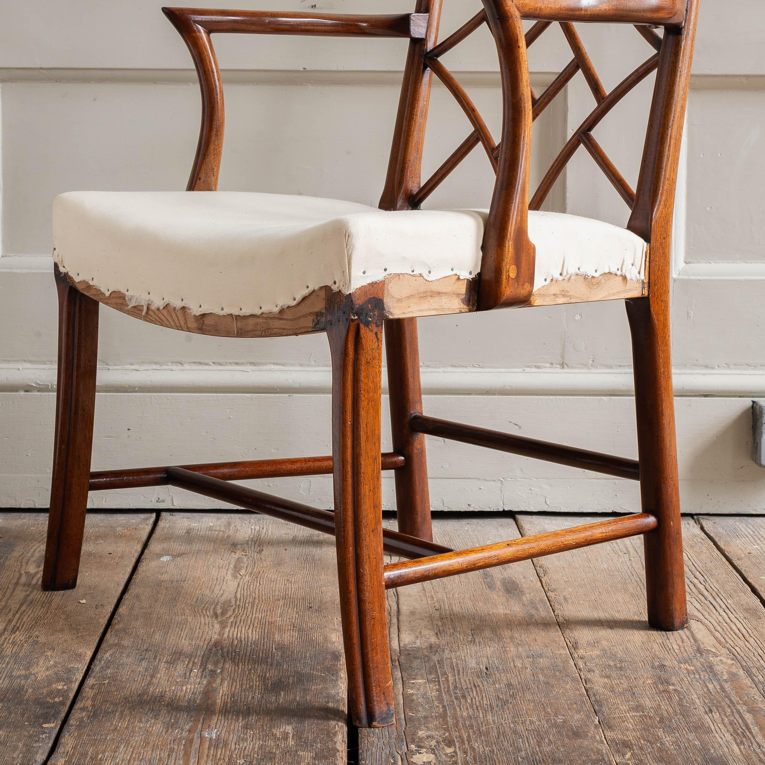 Mahogany Georgian Style Cockpen Armchair In Good Condition For Sale In London, GB