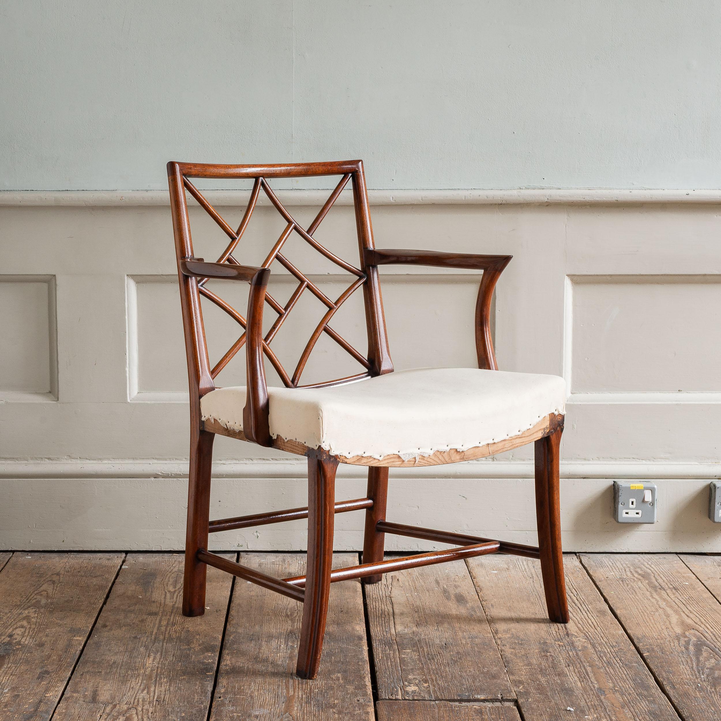 Mahogany Georgian Style Cockpen Armchair For Sale 2